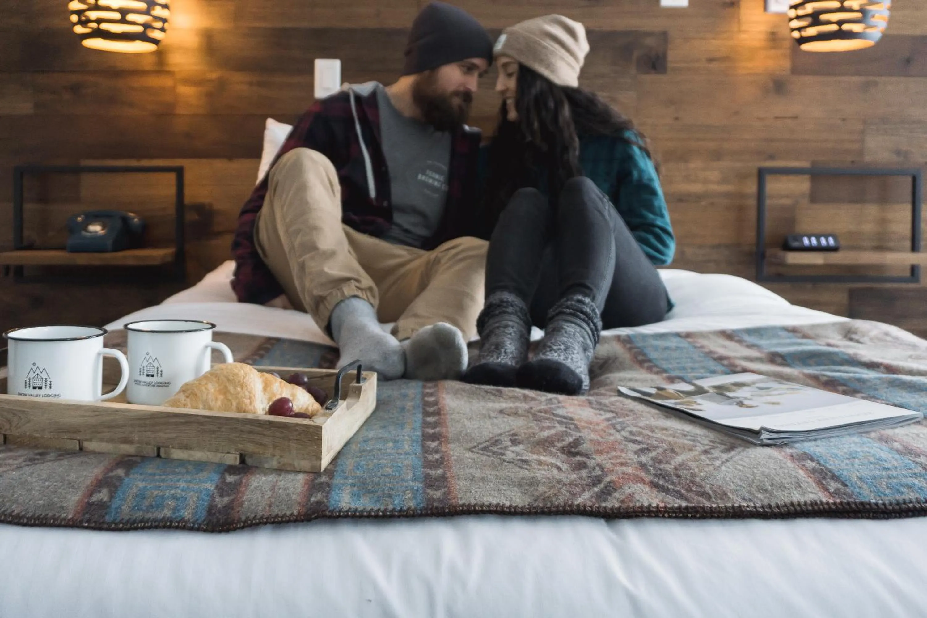 Bed in Snow Valley Lodging