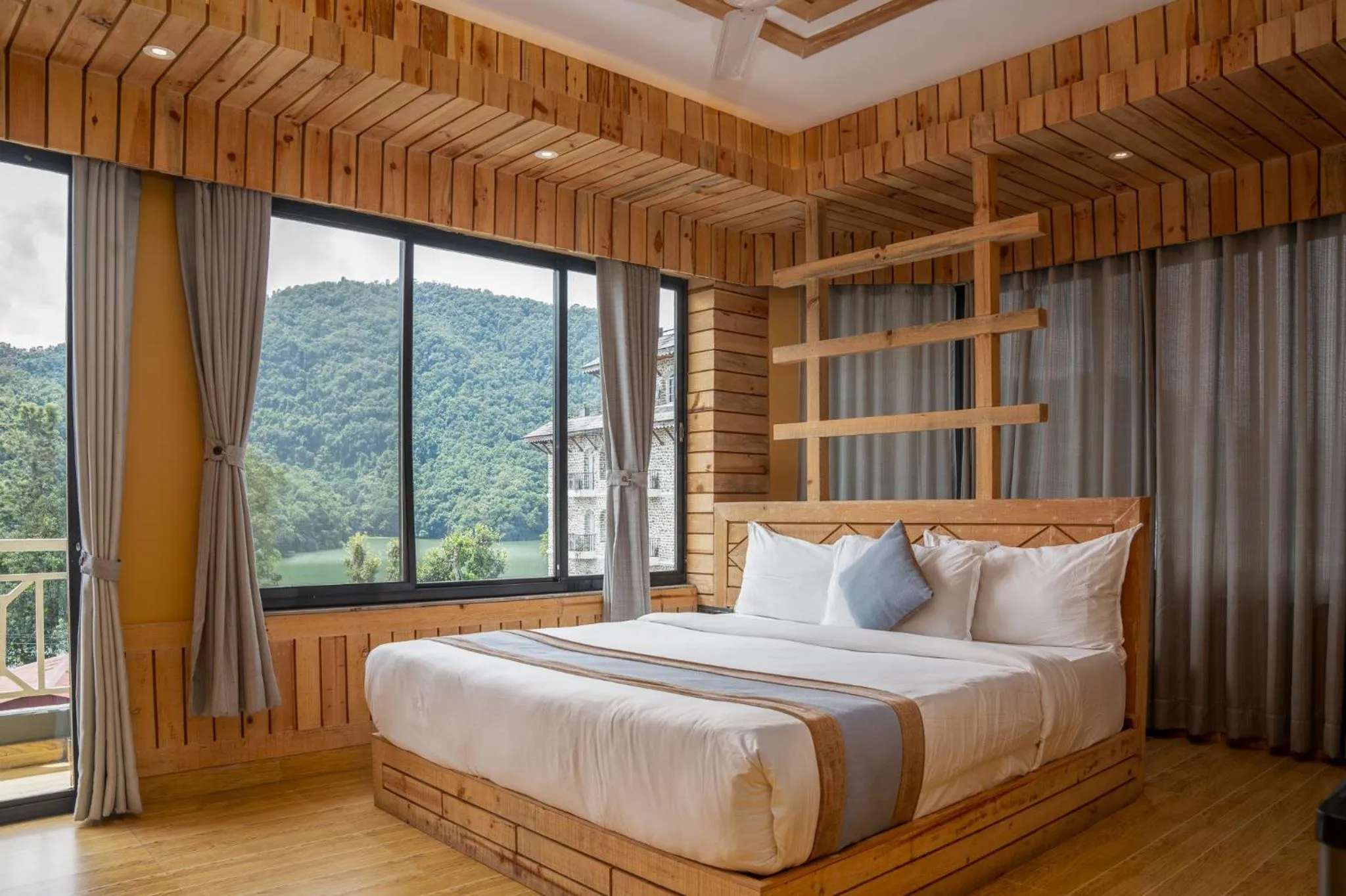 View (from property/room), Bed in Trekkers Inn Boutique Hotel Pokhara