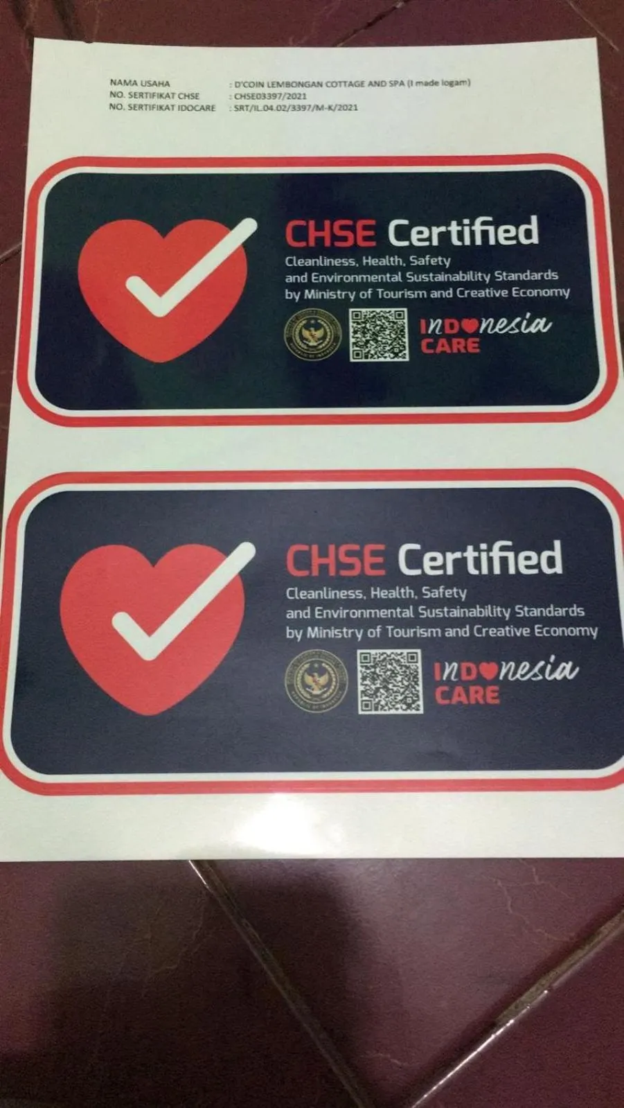 Logo/Certificate/Sign in D'Coin Lembongan