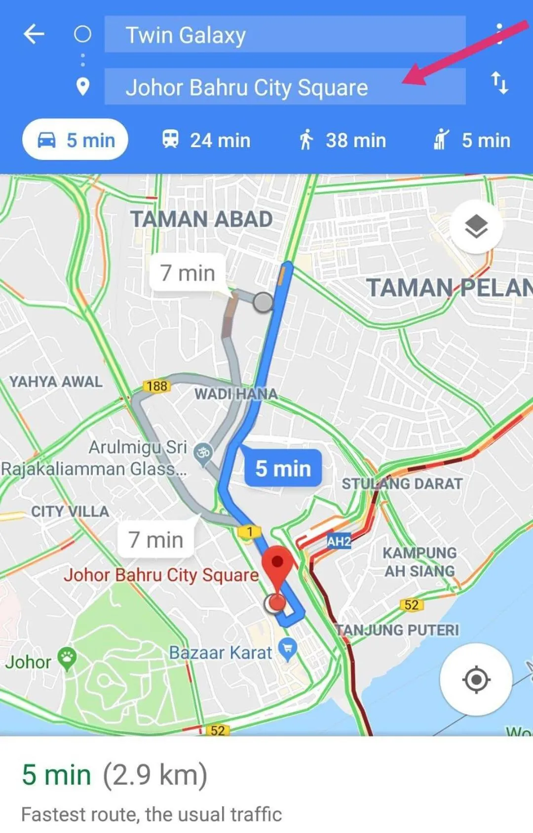 Location in Twin Galaxy Residences