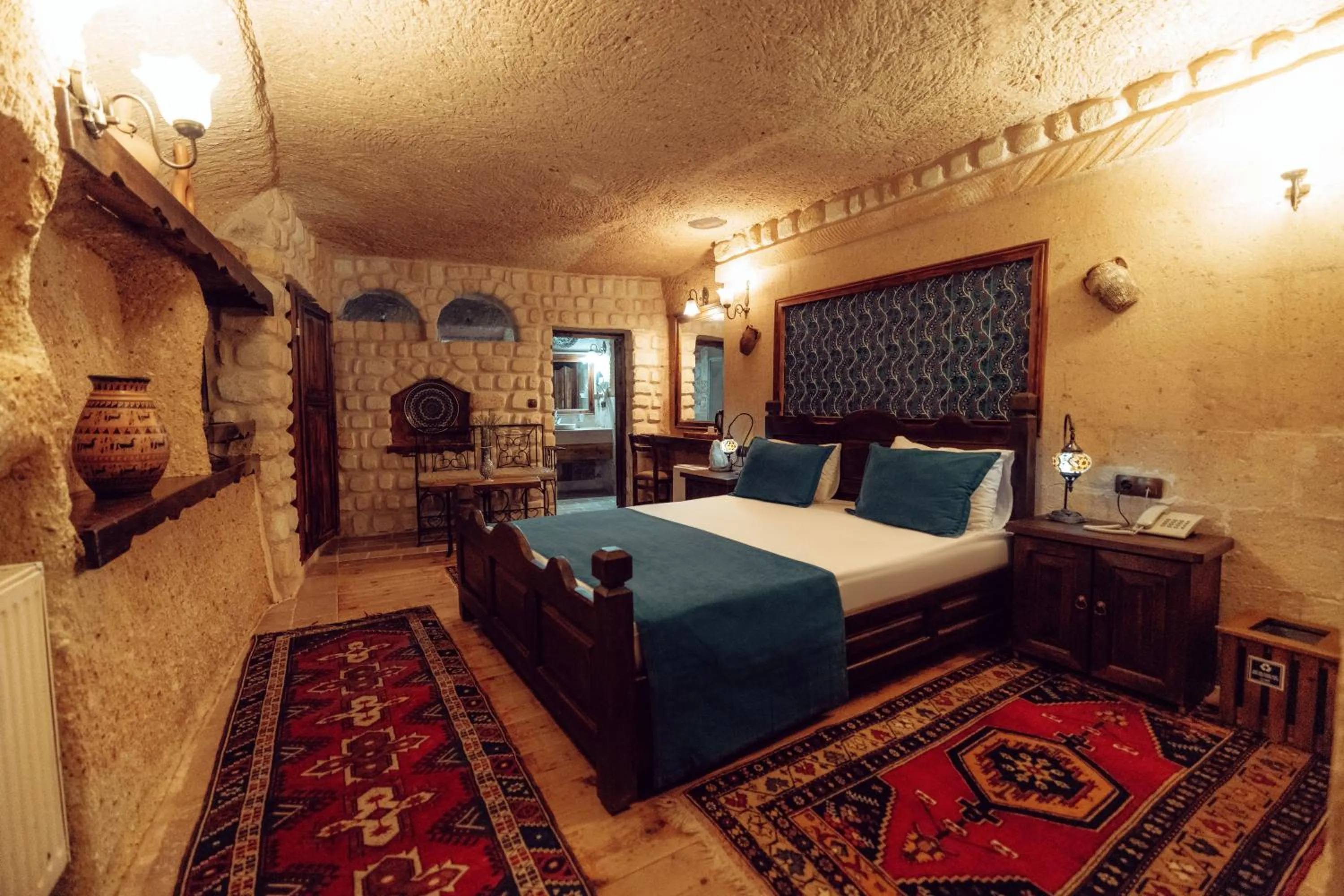 Bed in Melis Cave Hotel
