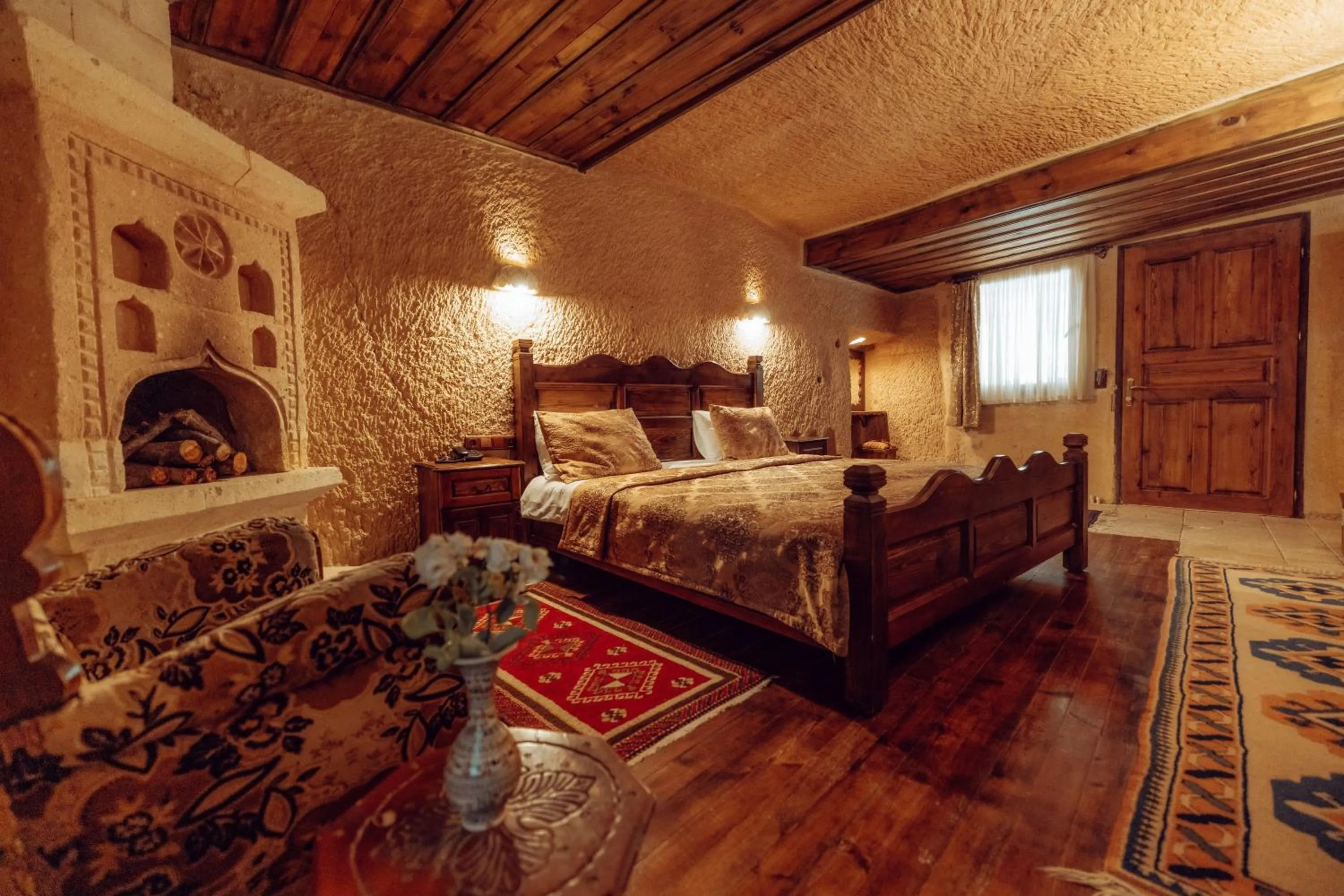 Bed in Melis Cave Hotel