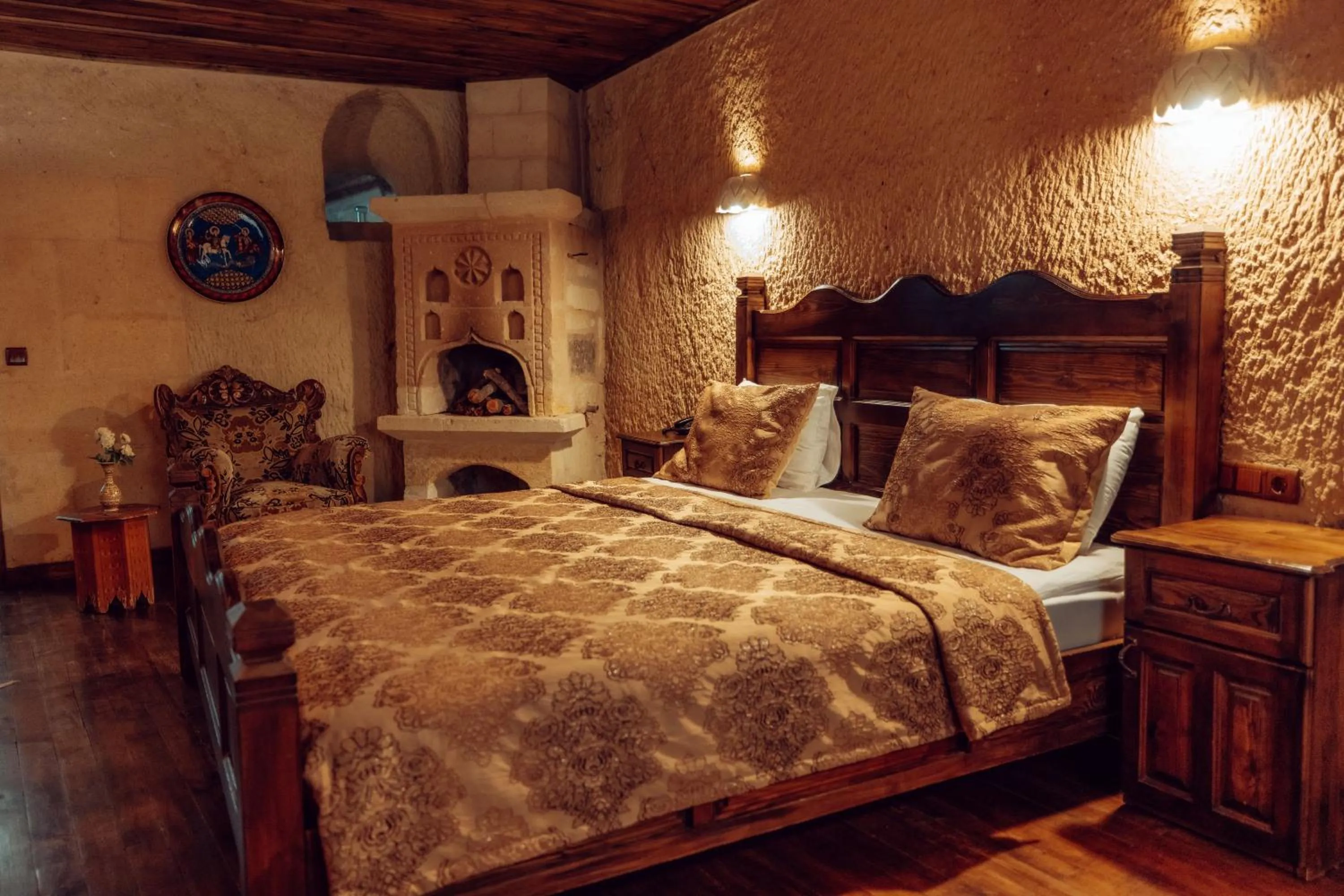 Bed in Melis Cave Hotel