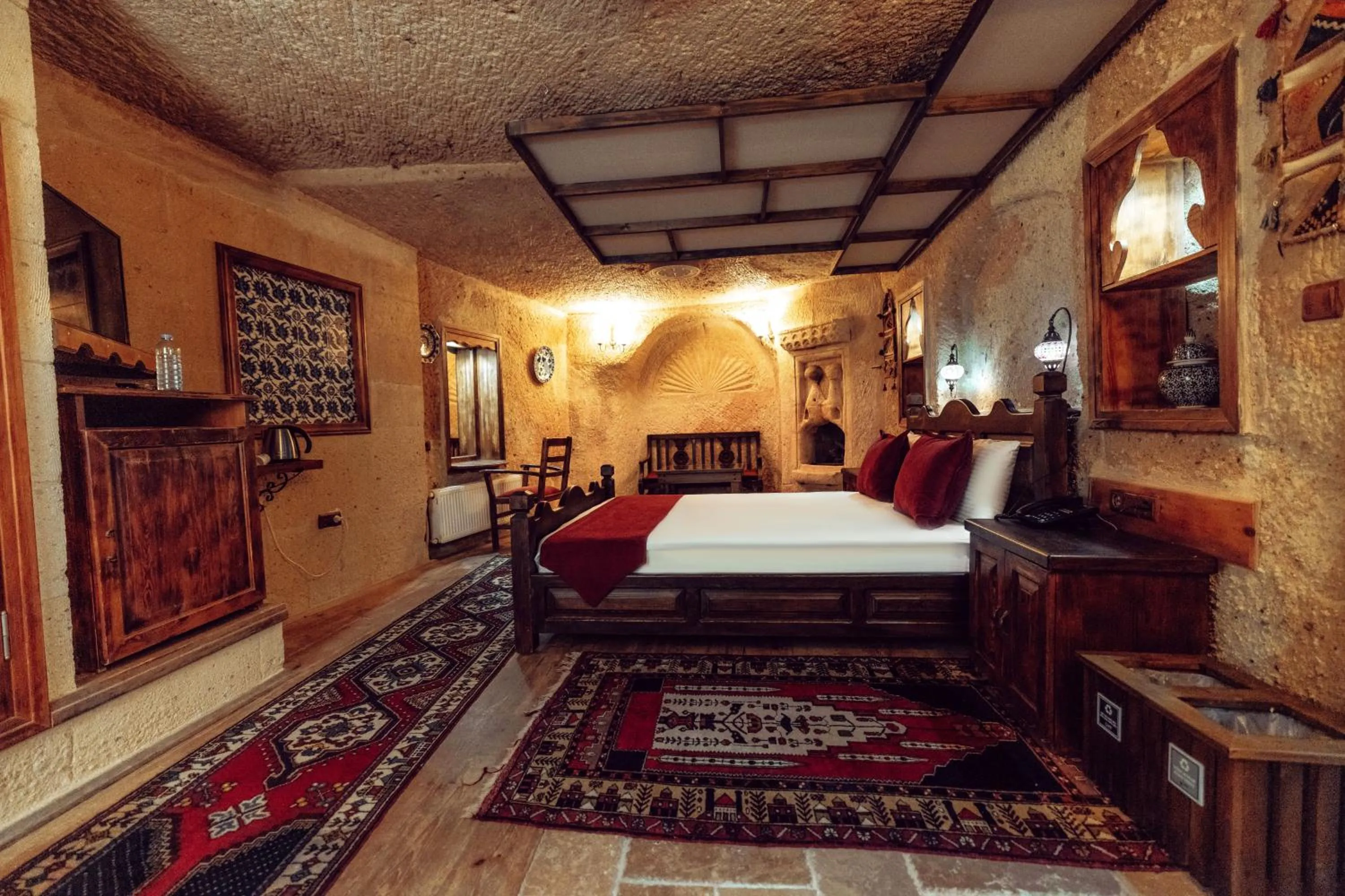 Bed in Melis Cave Hotel