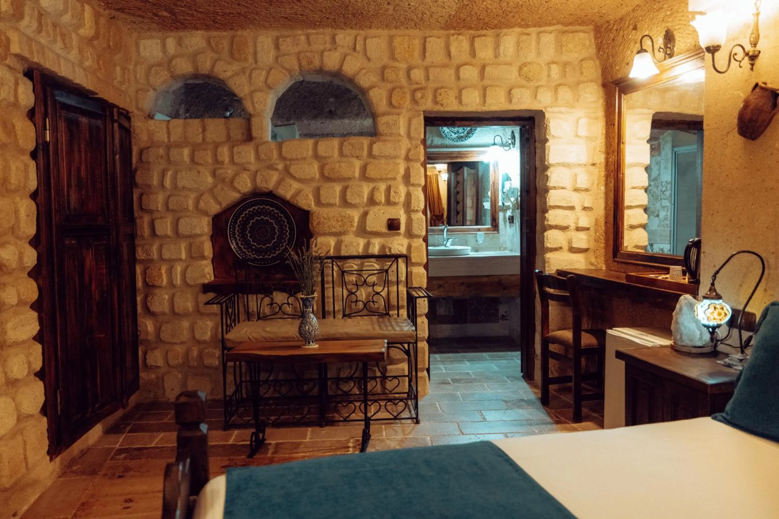 Bed in Melis Cave Hotel