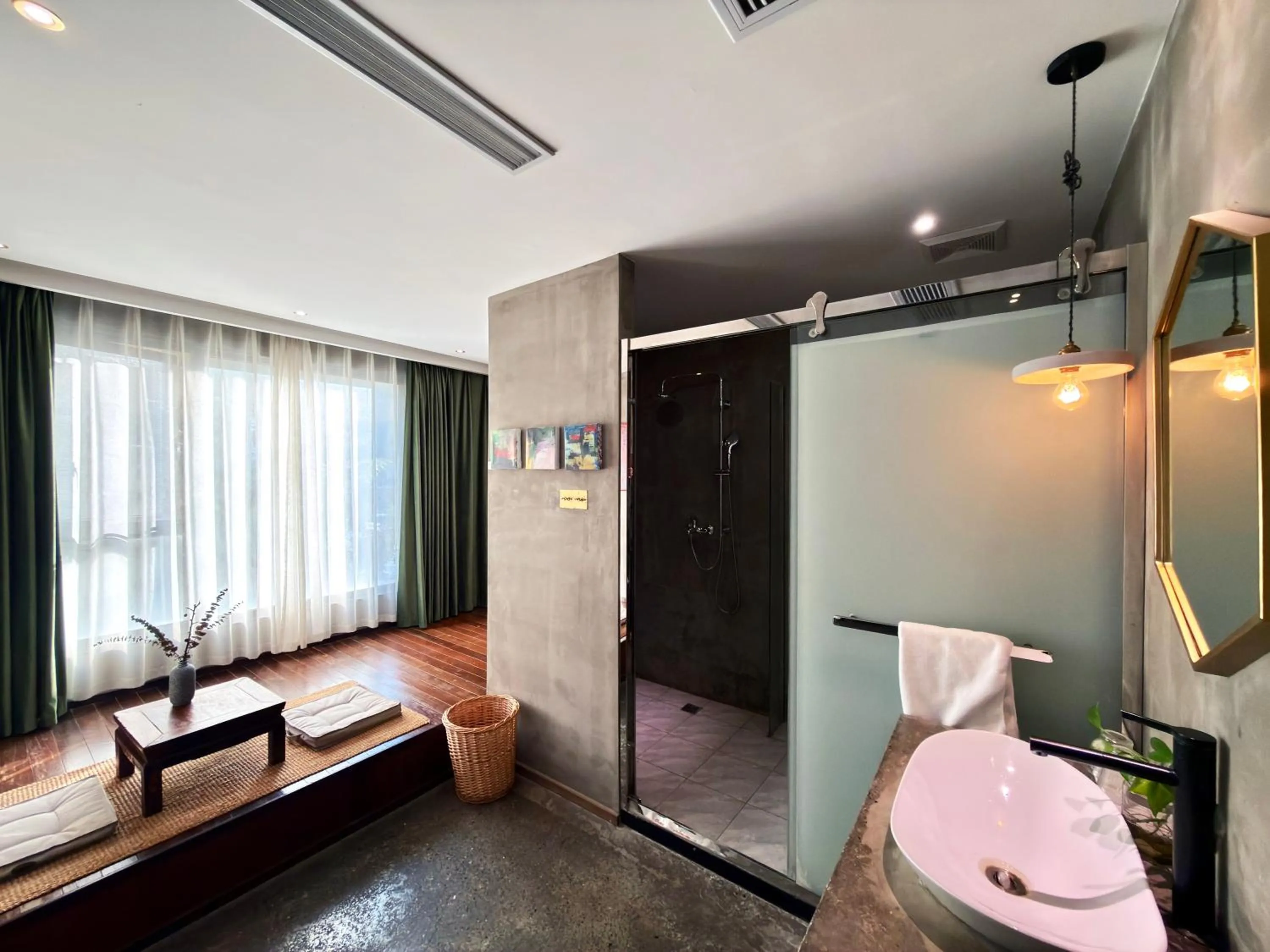 Bathroom, Bed in Suzhou Unique Space Design Art Hotel