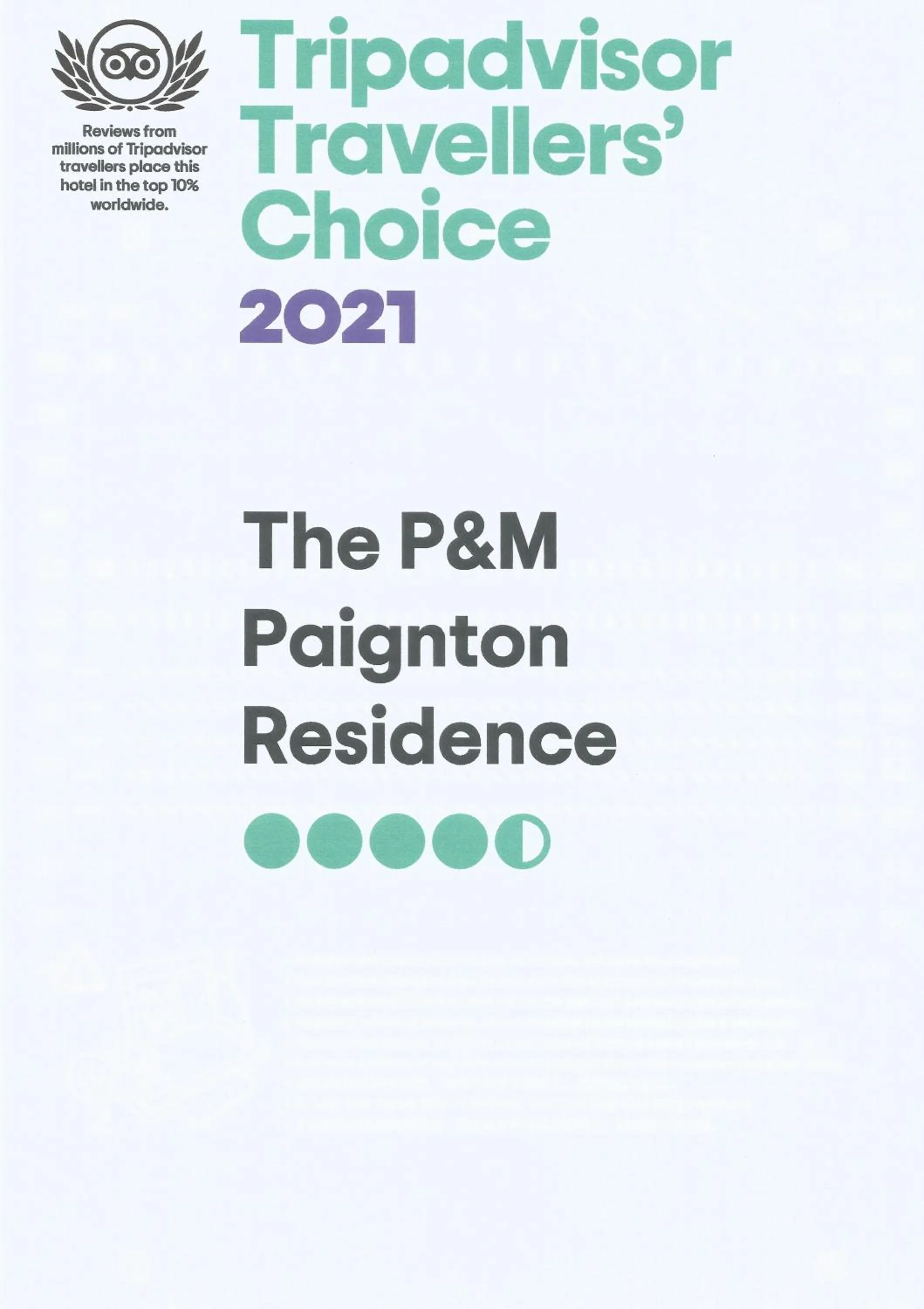 Certificate/Award in The P&M Paignton RESIDENCE