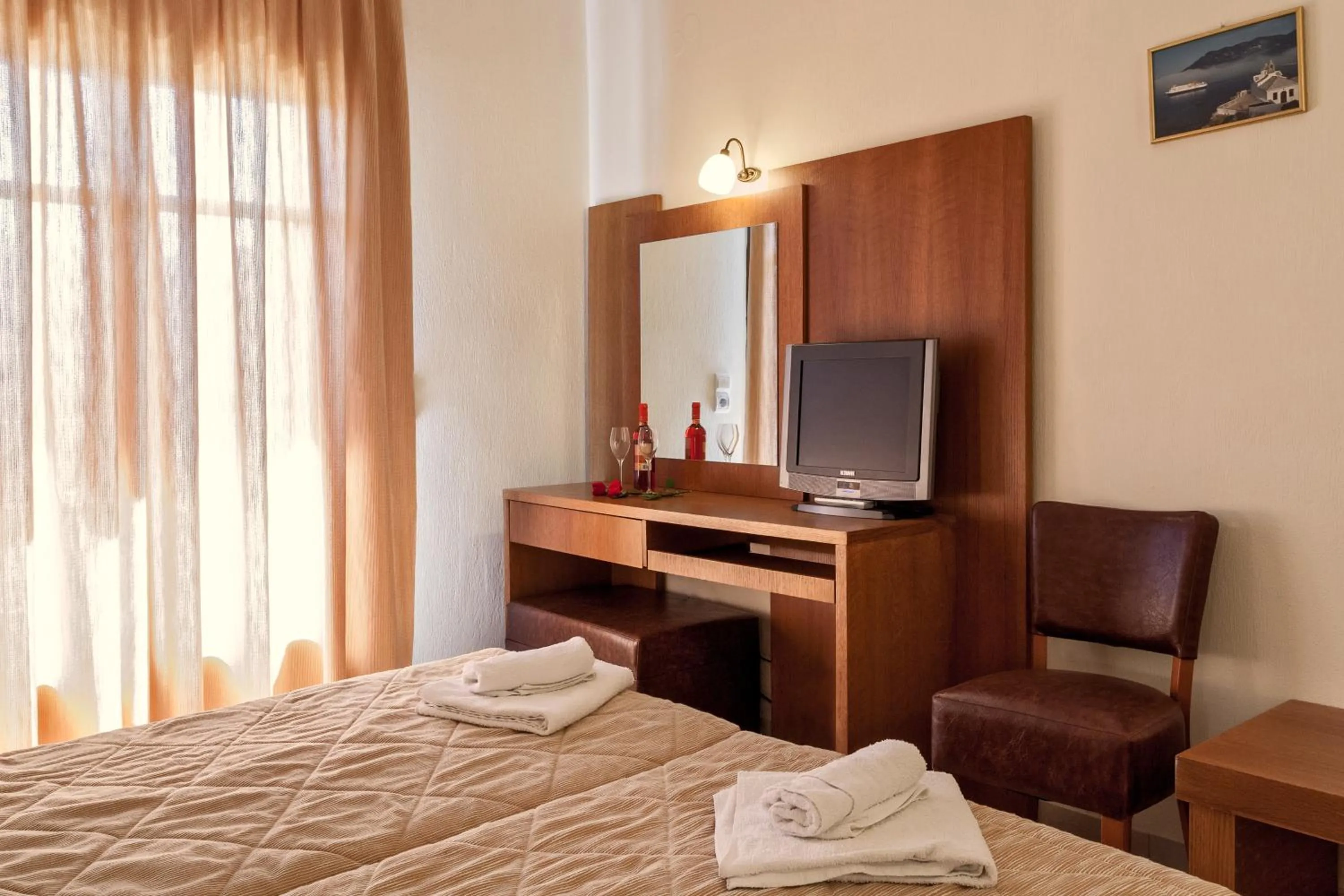 Bathroom, Bed in Aeolos Hotel