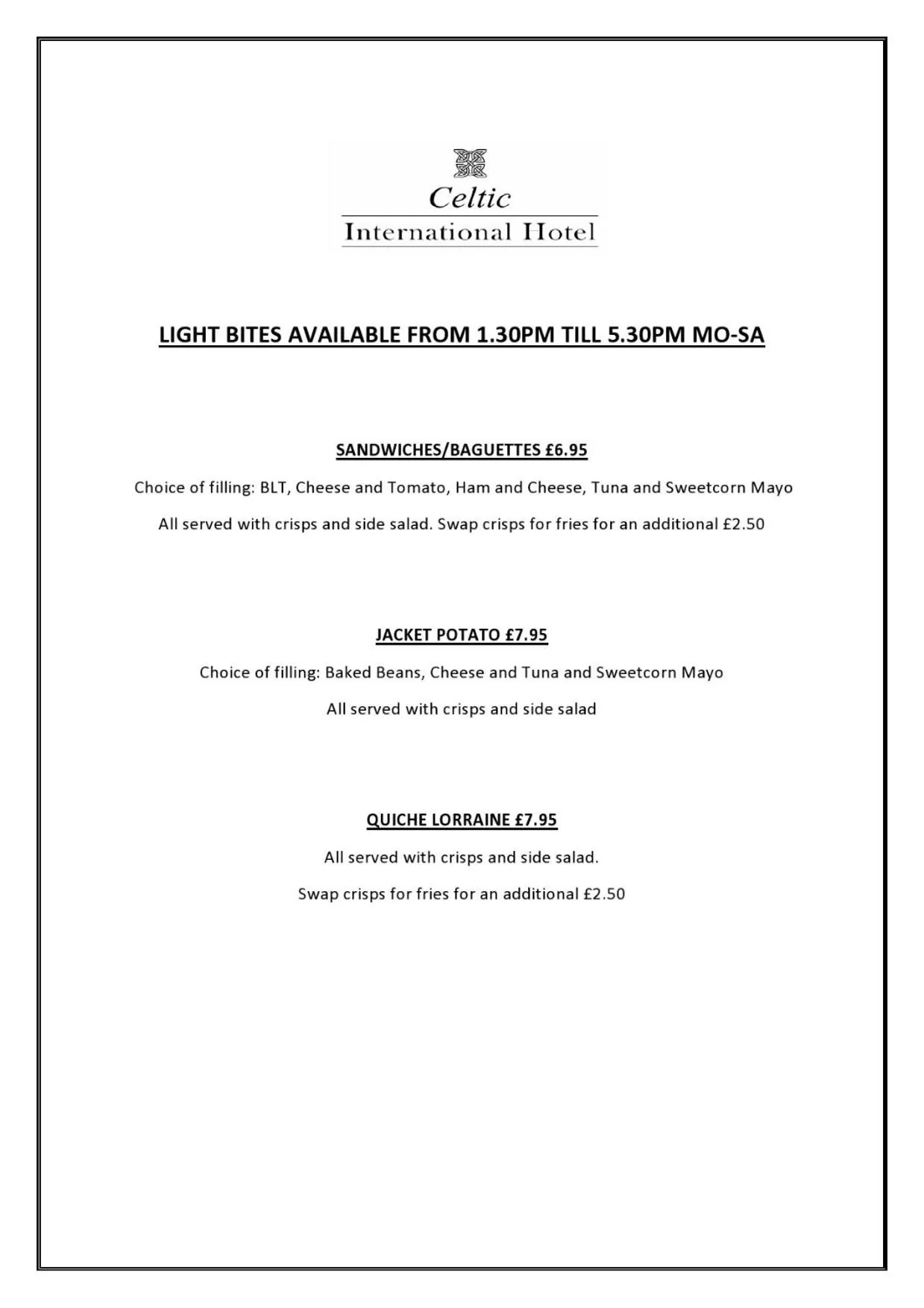 Restaurant/places to eat in Celtic International Hotel