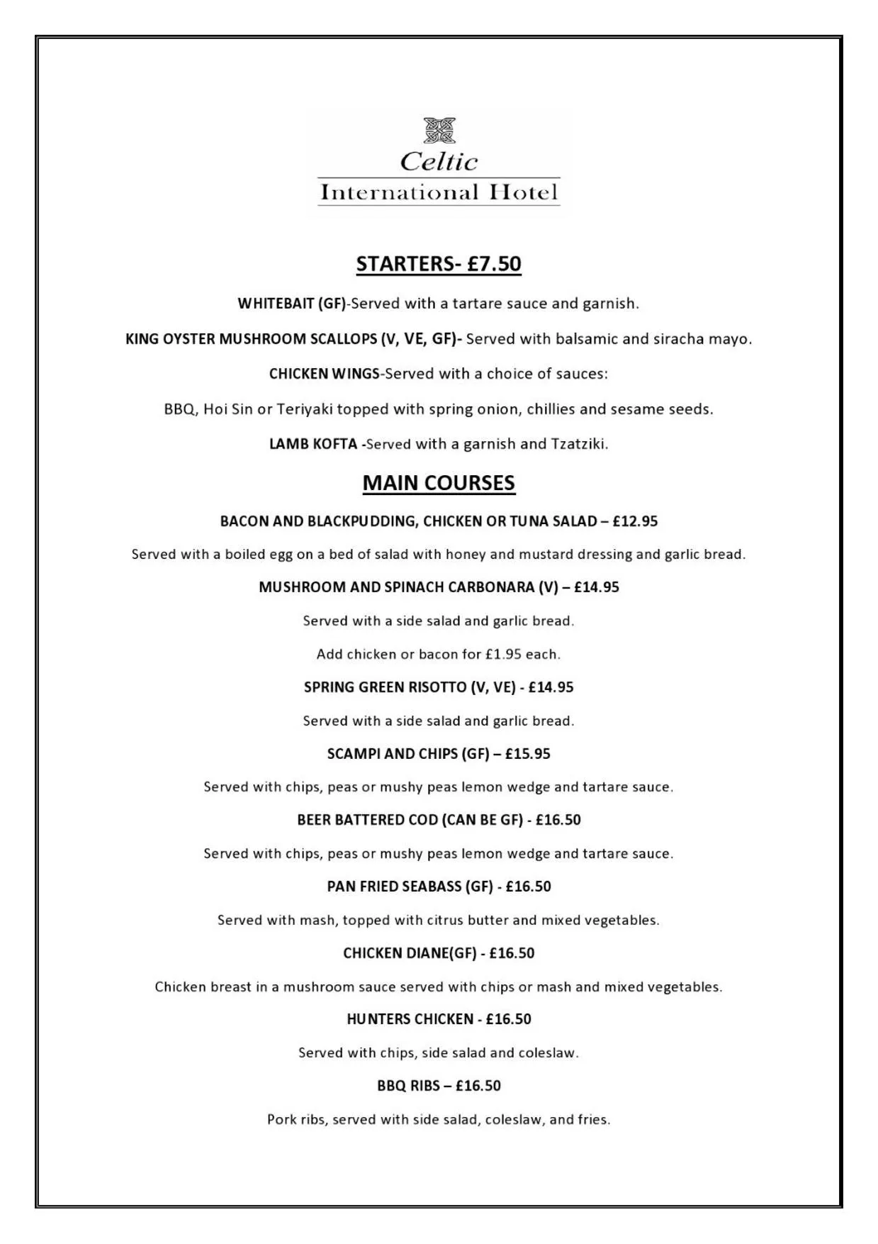 Restaurant/places to eat in Celtic International Hotel