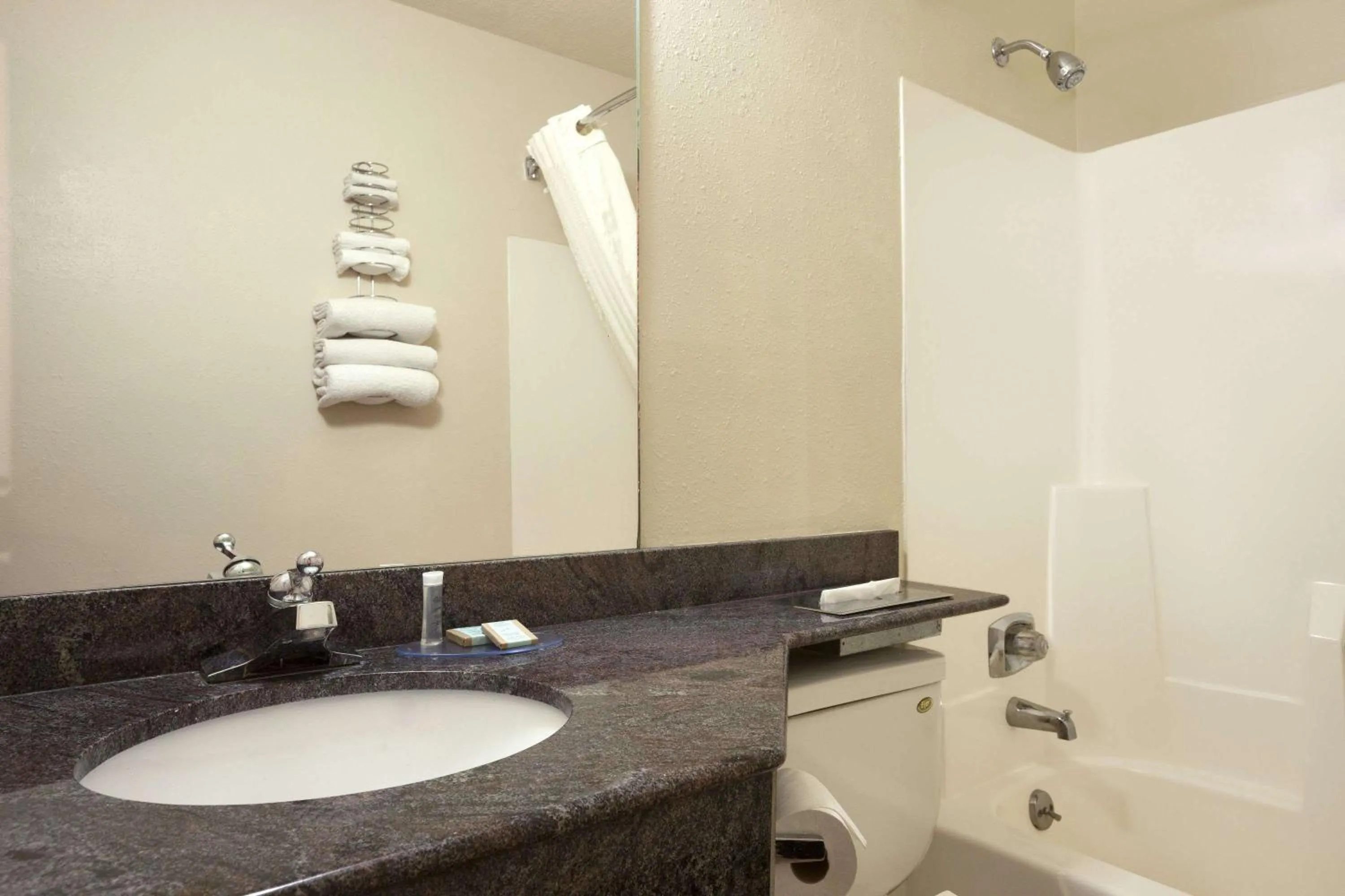 Bathroom in Travelodge by Wyndham La Porte/Michigan City Area