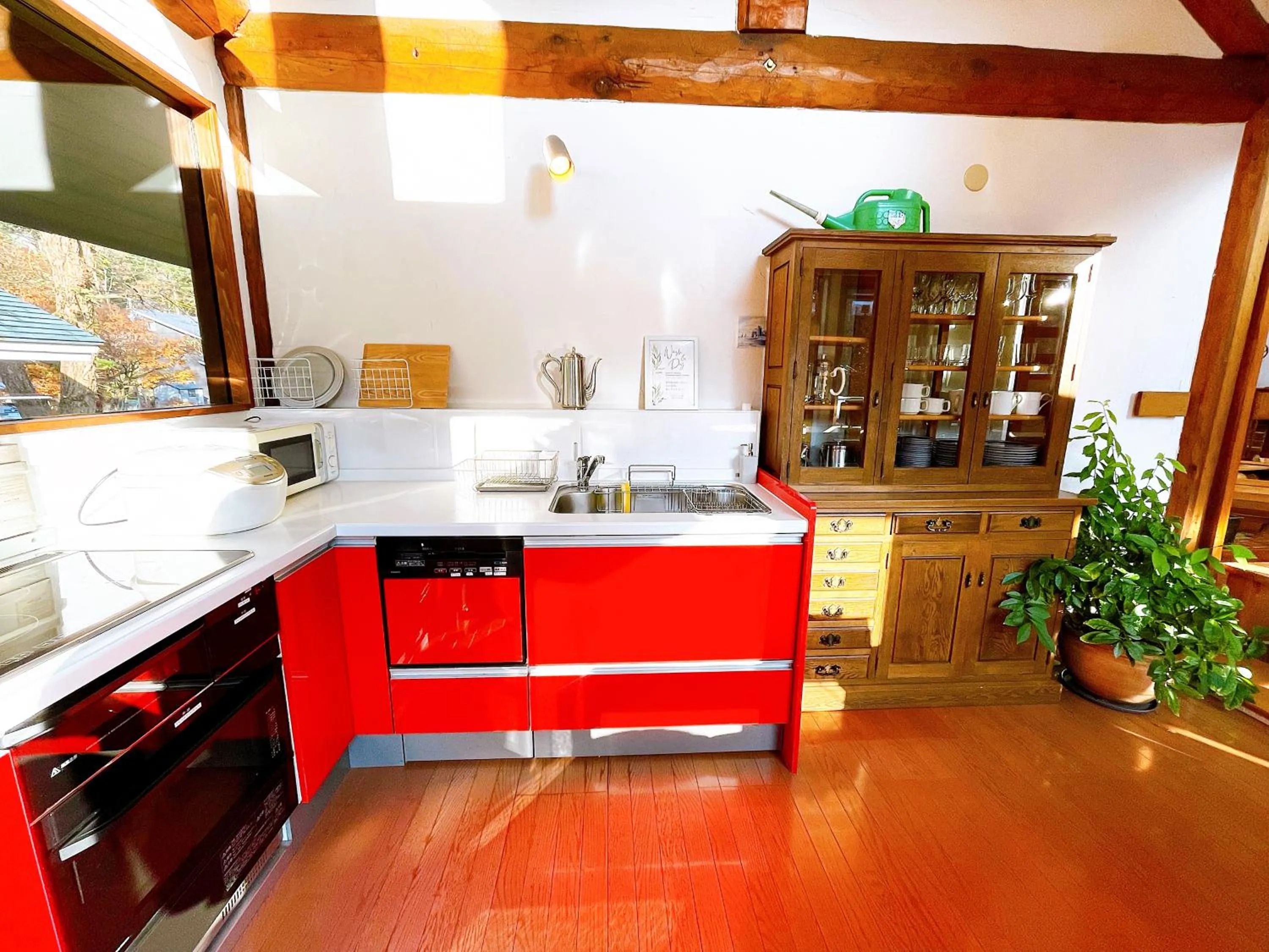 Kitchen or kitchenette in Hakuba Pension & Log Hotel Meteor
