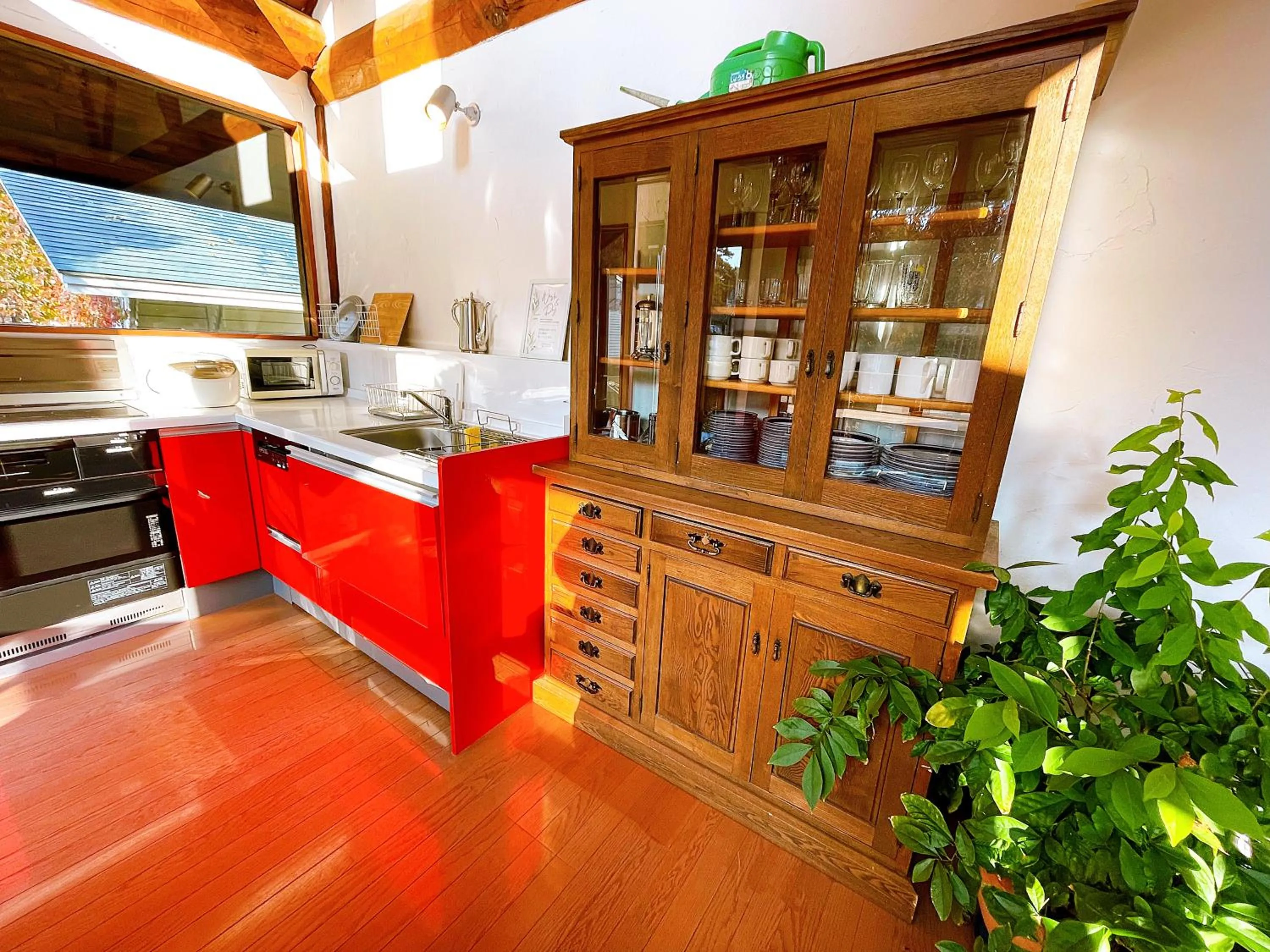 Kitchen or kitchenette in Hakuba Pension & Log Hotel Meteor