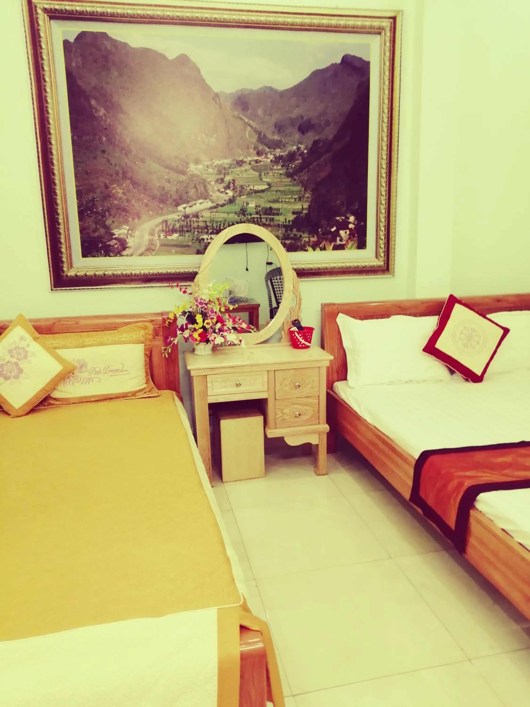 Bed in Yen Minh Hotel Thien An