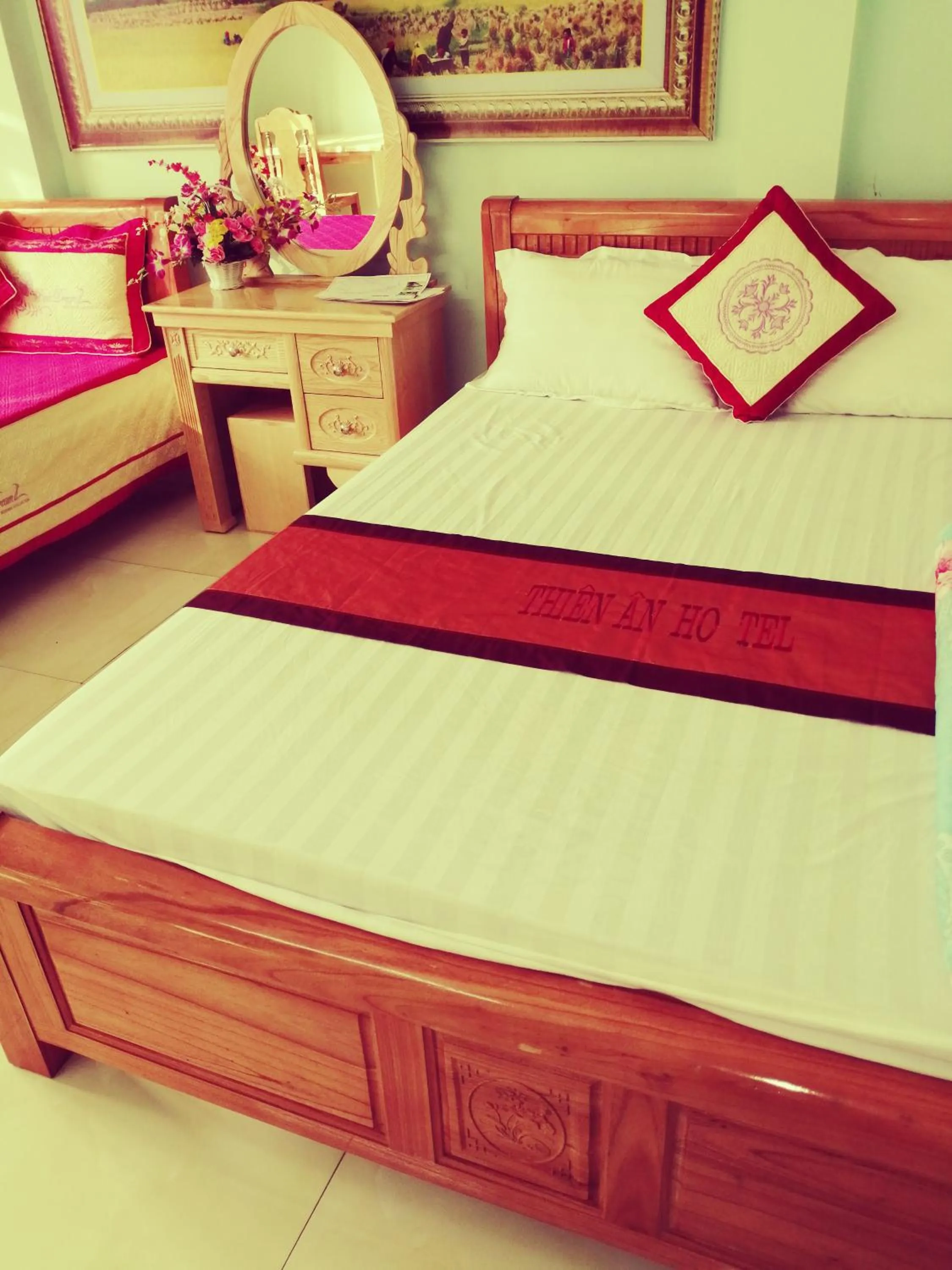 Bed in Yen Minh Hotel Thien An