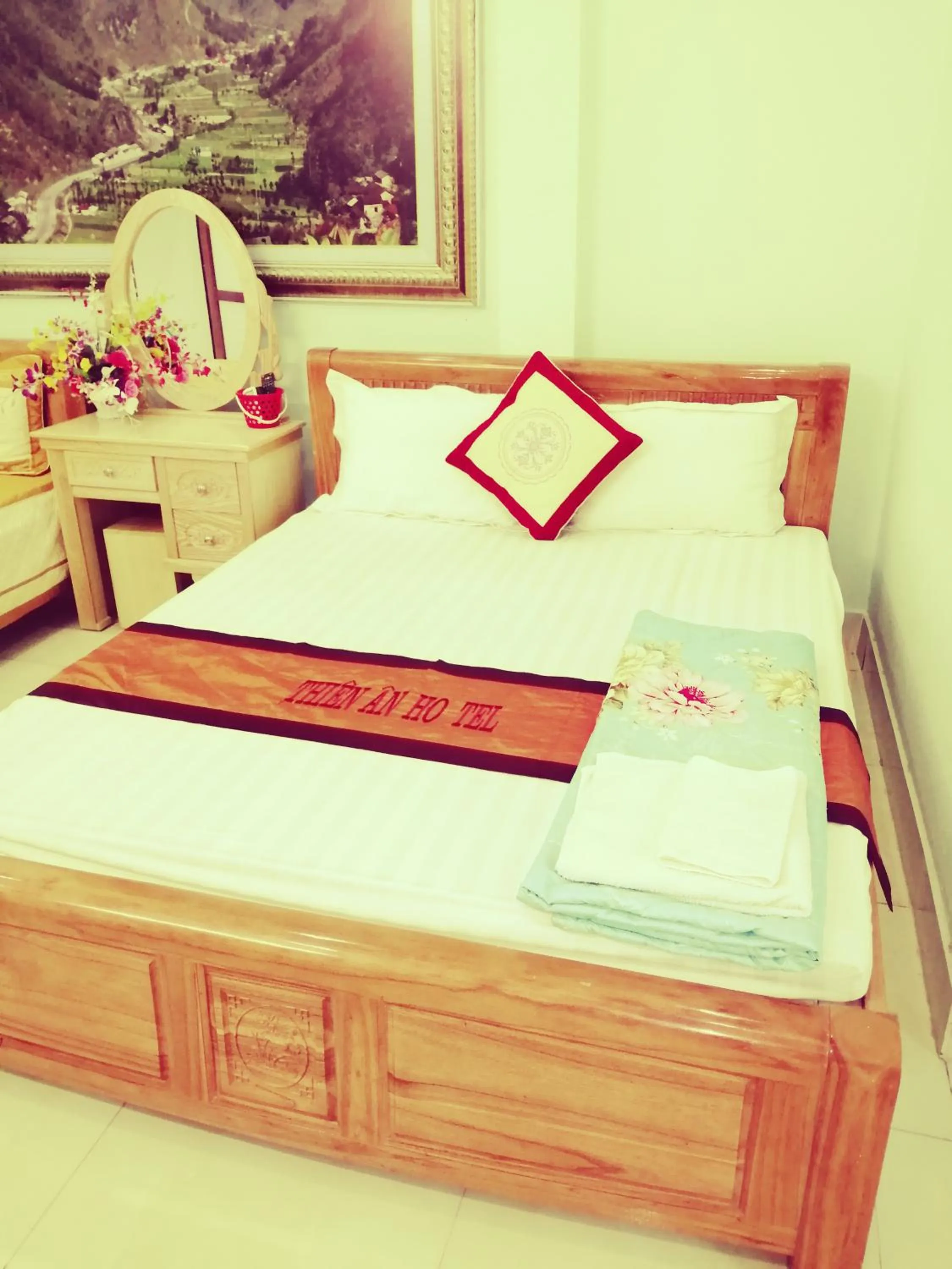 Bed in Yen Minh Hotel Thien An