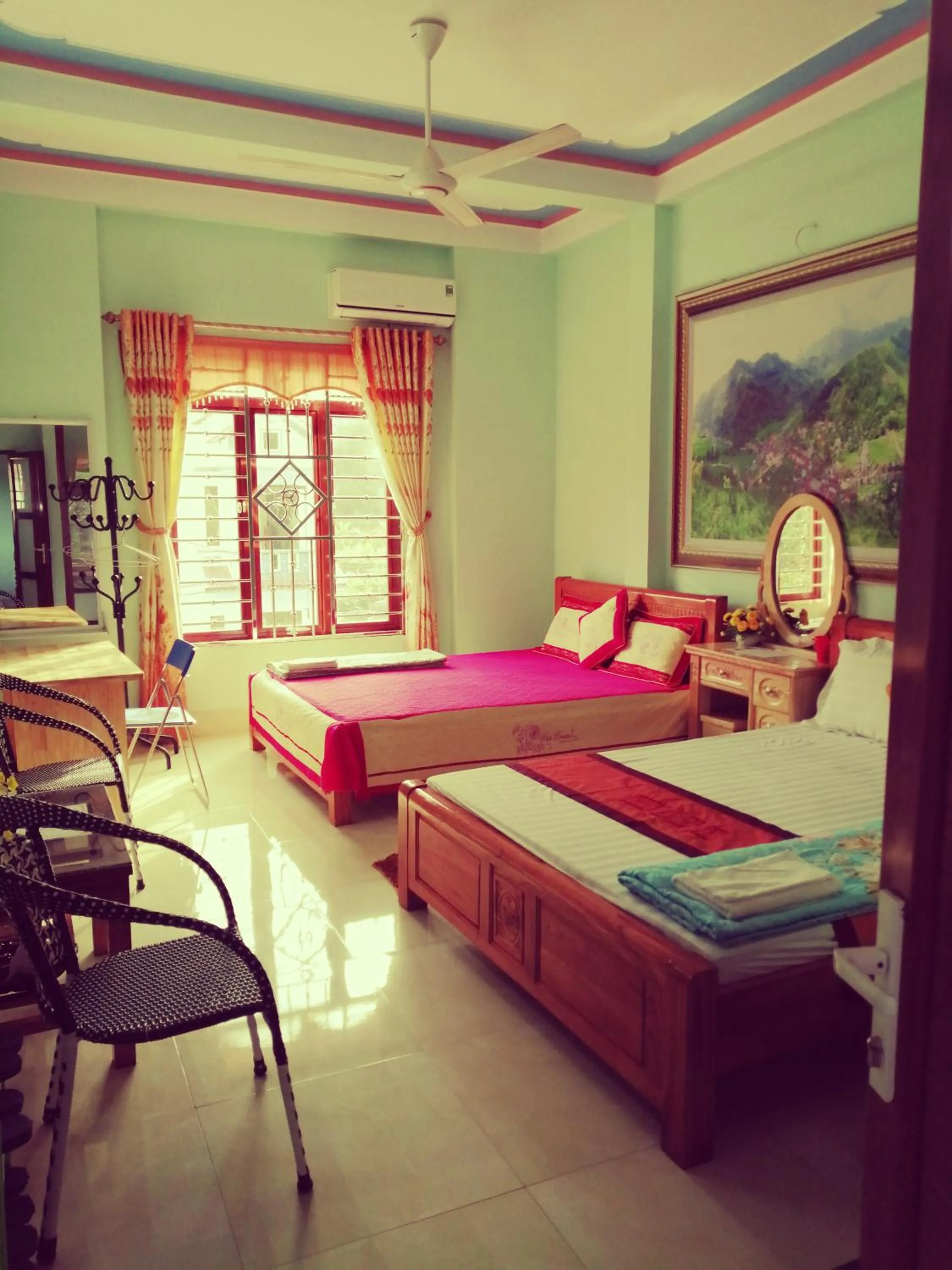 Bed in Yen Minh Hotel Thien An