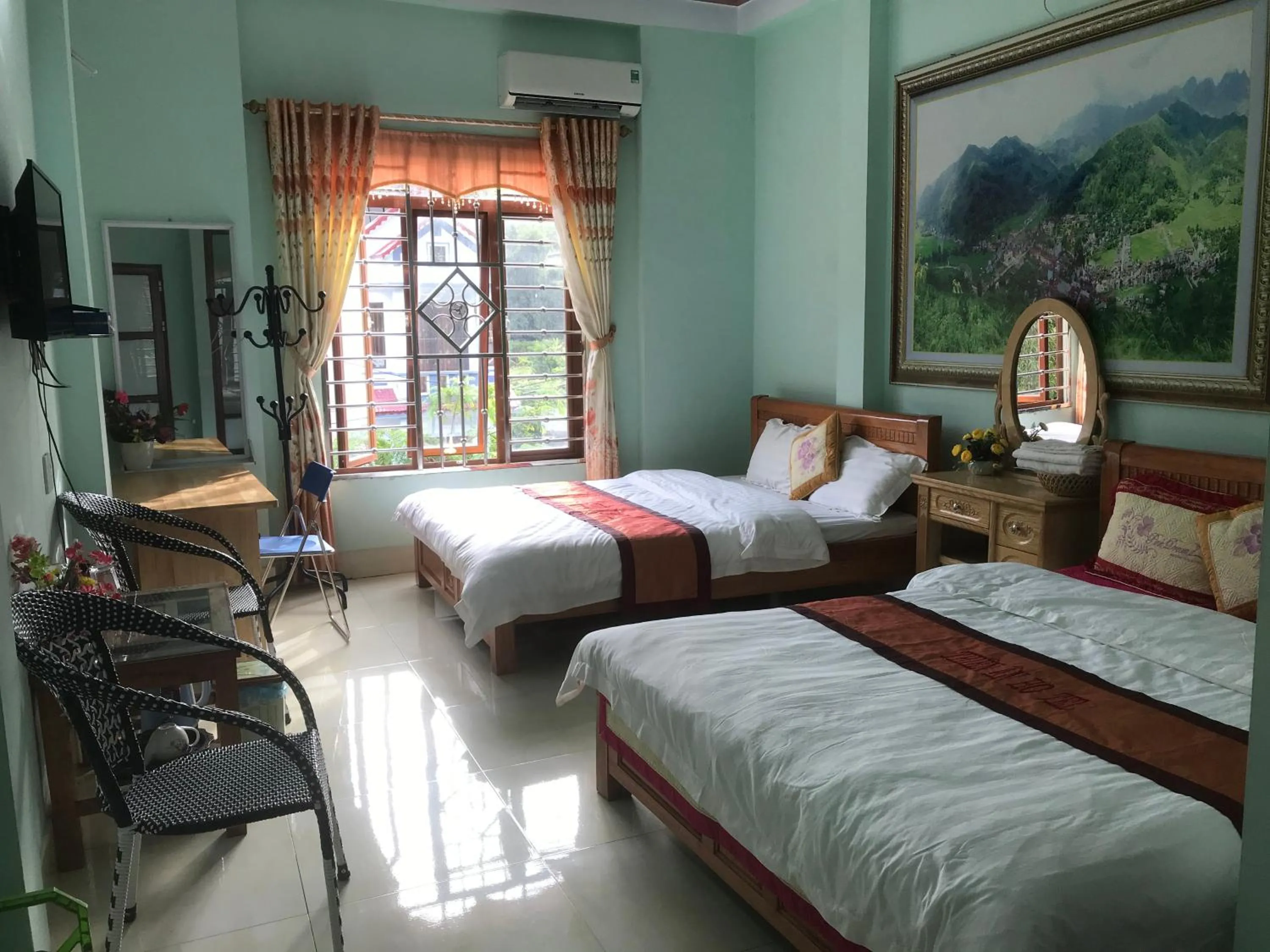 Bed in Yen Minh Hotel Thien An