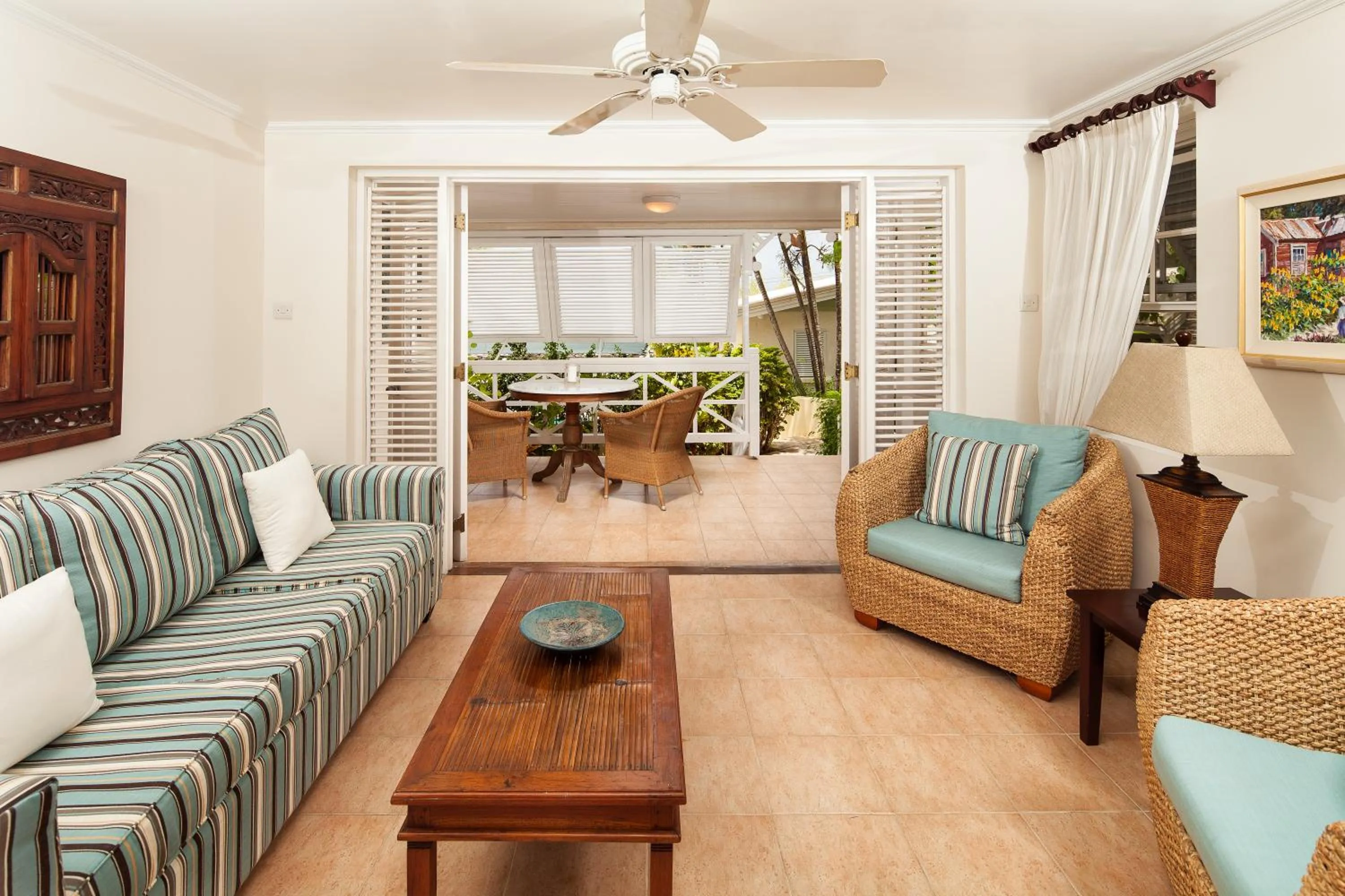 Seating area in Little Good Harbour