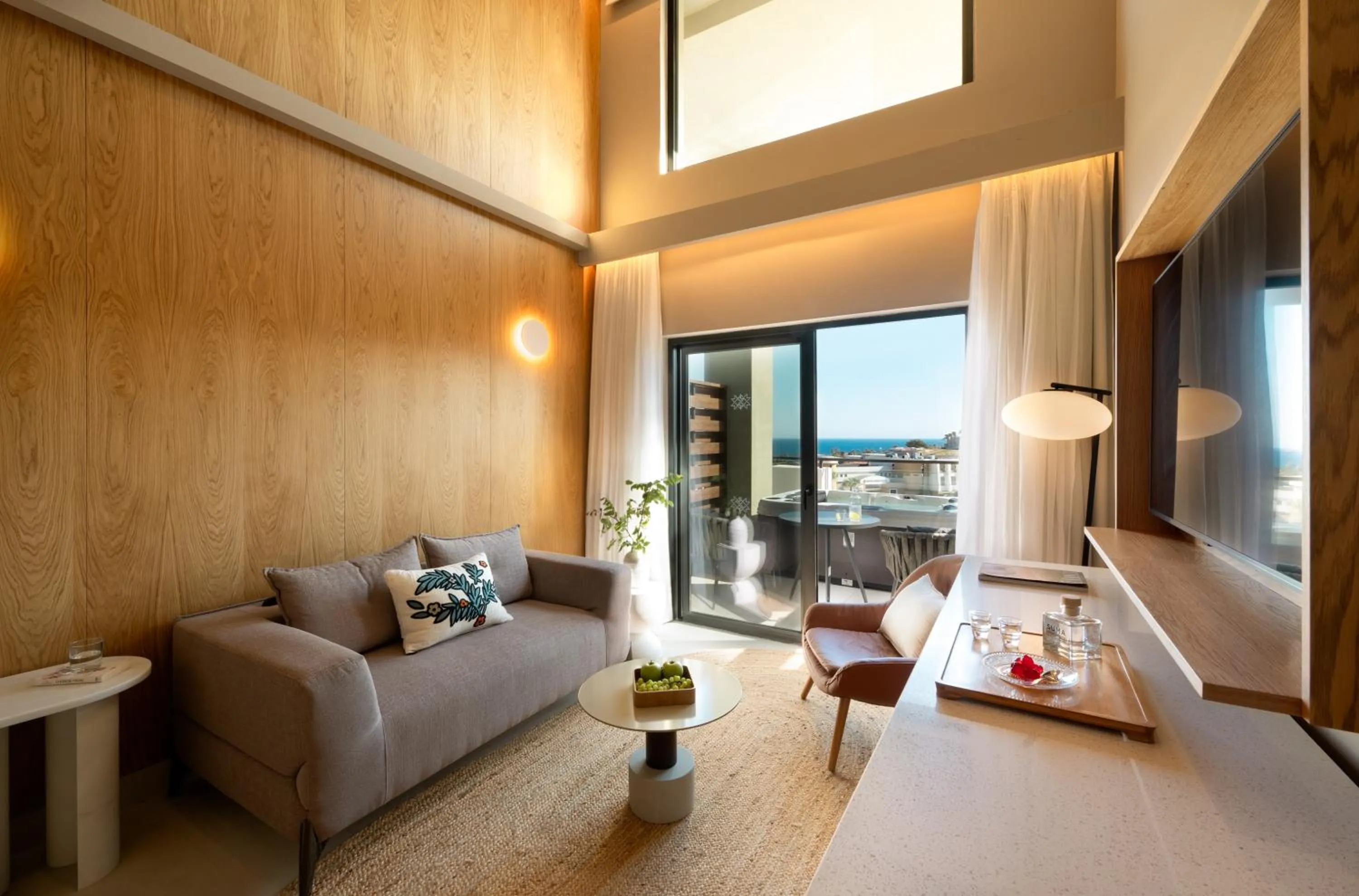 Living room, Bed in Mitsis Rodos Village