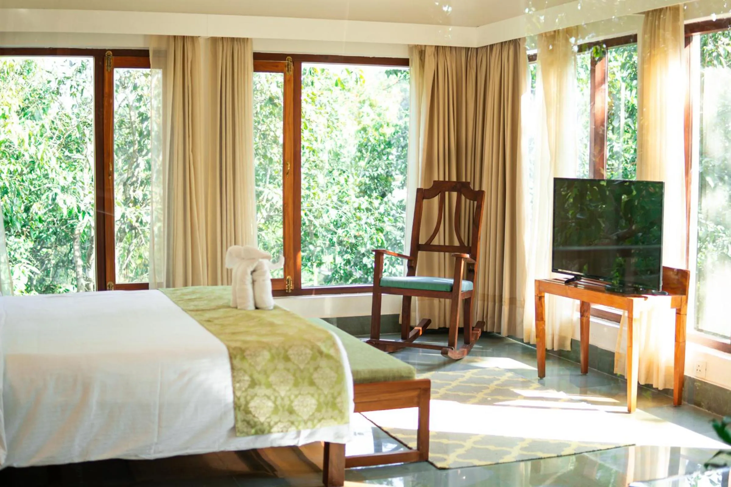 View (from property/room), Bed in Saraca Resort & Spa Corbett