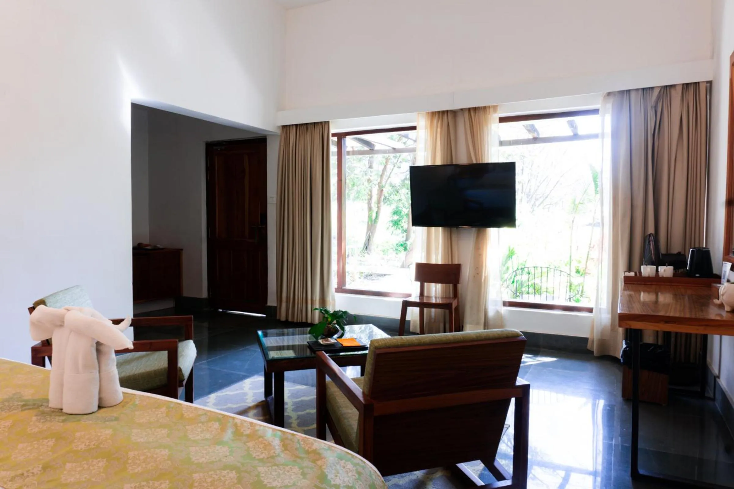View (from property/room), Bed in Saraca Resort & Spa Corbett