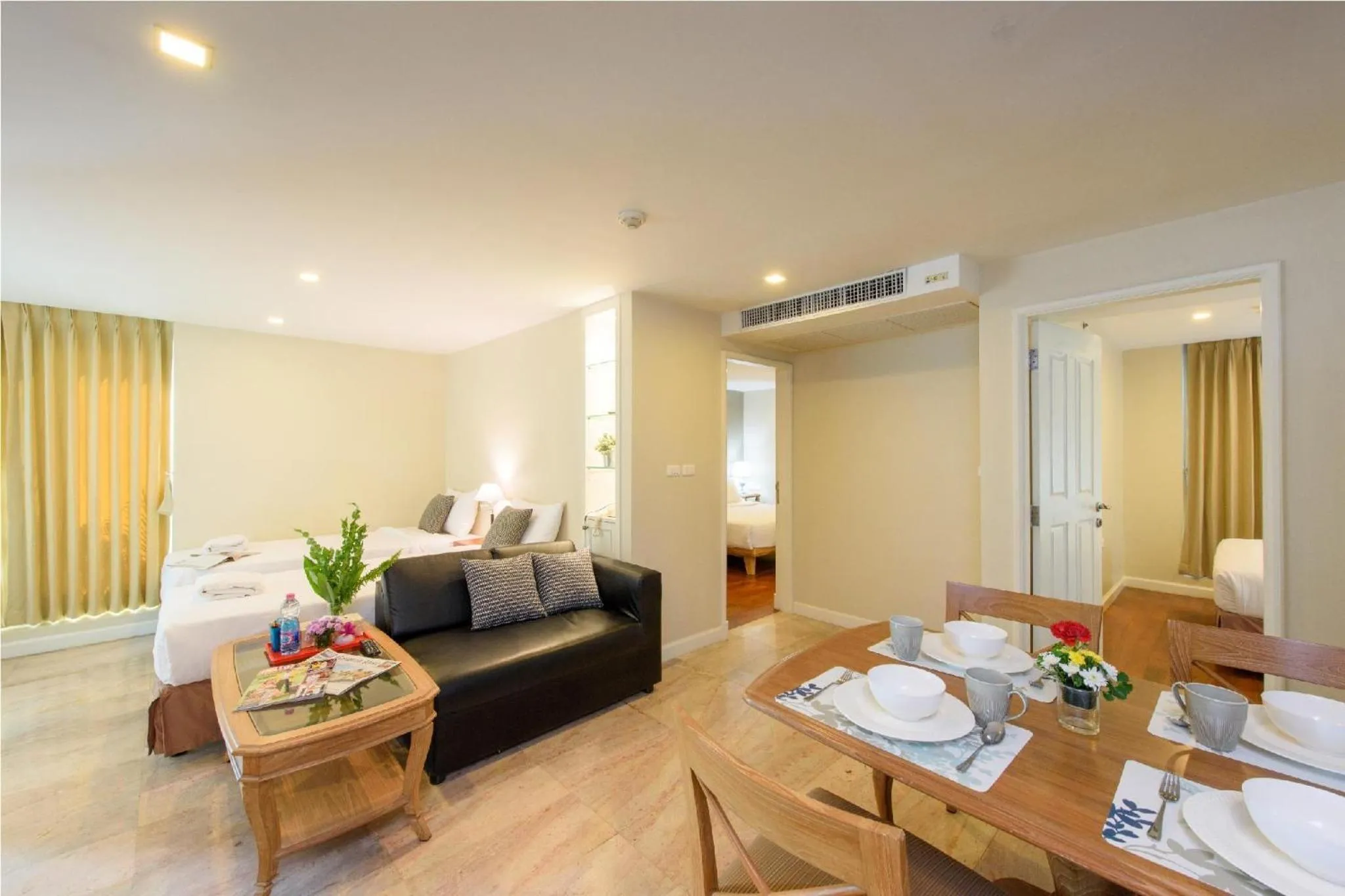 Living room, Bed in Sabai Sathorn Service Apartment