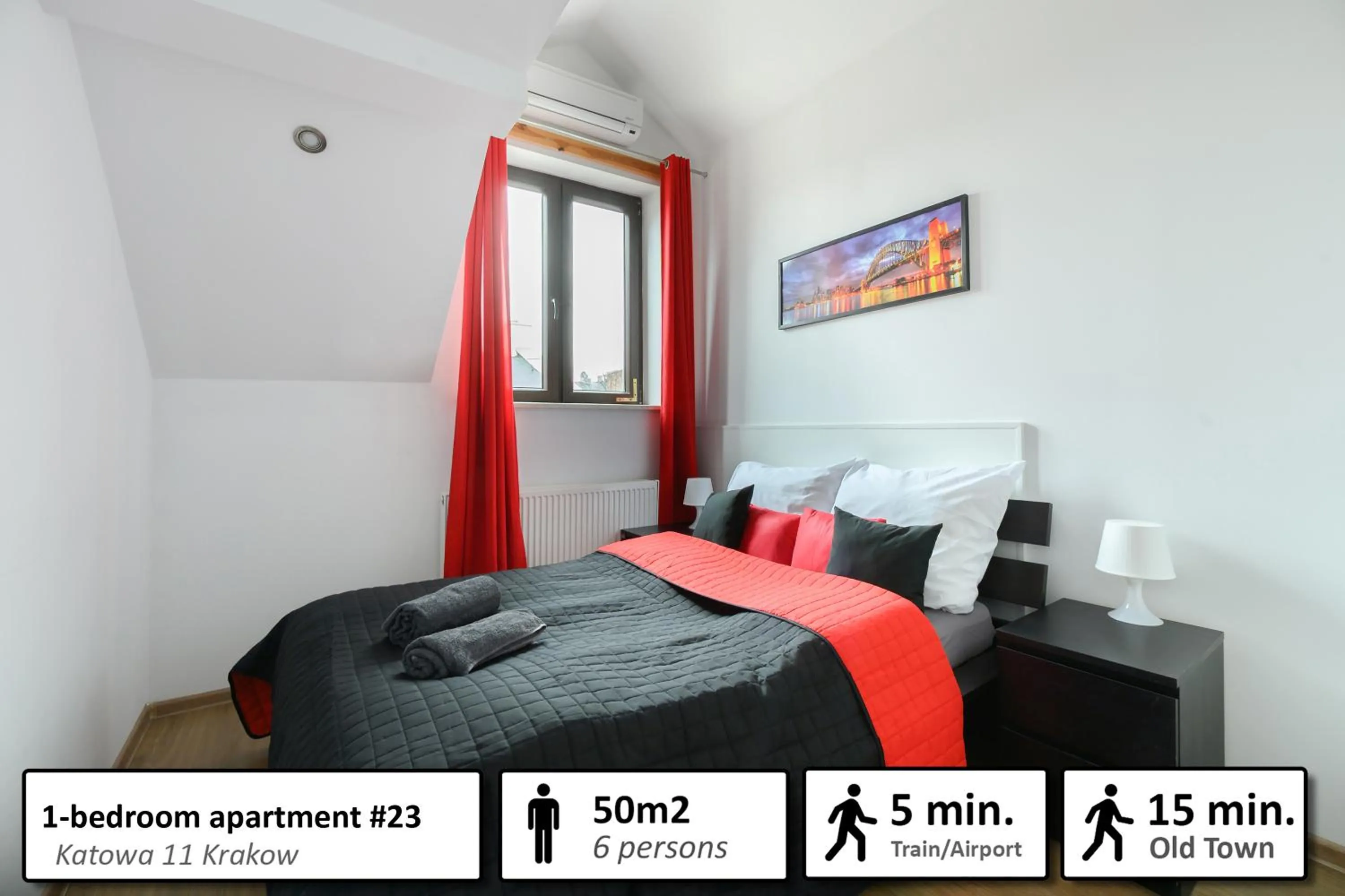 Bed in Station Apartments Katowa 11