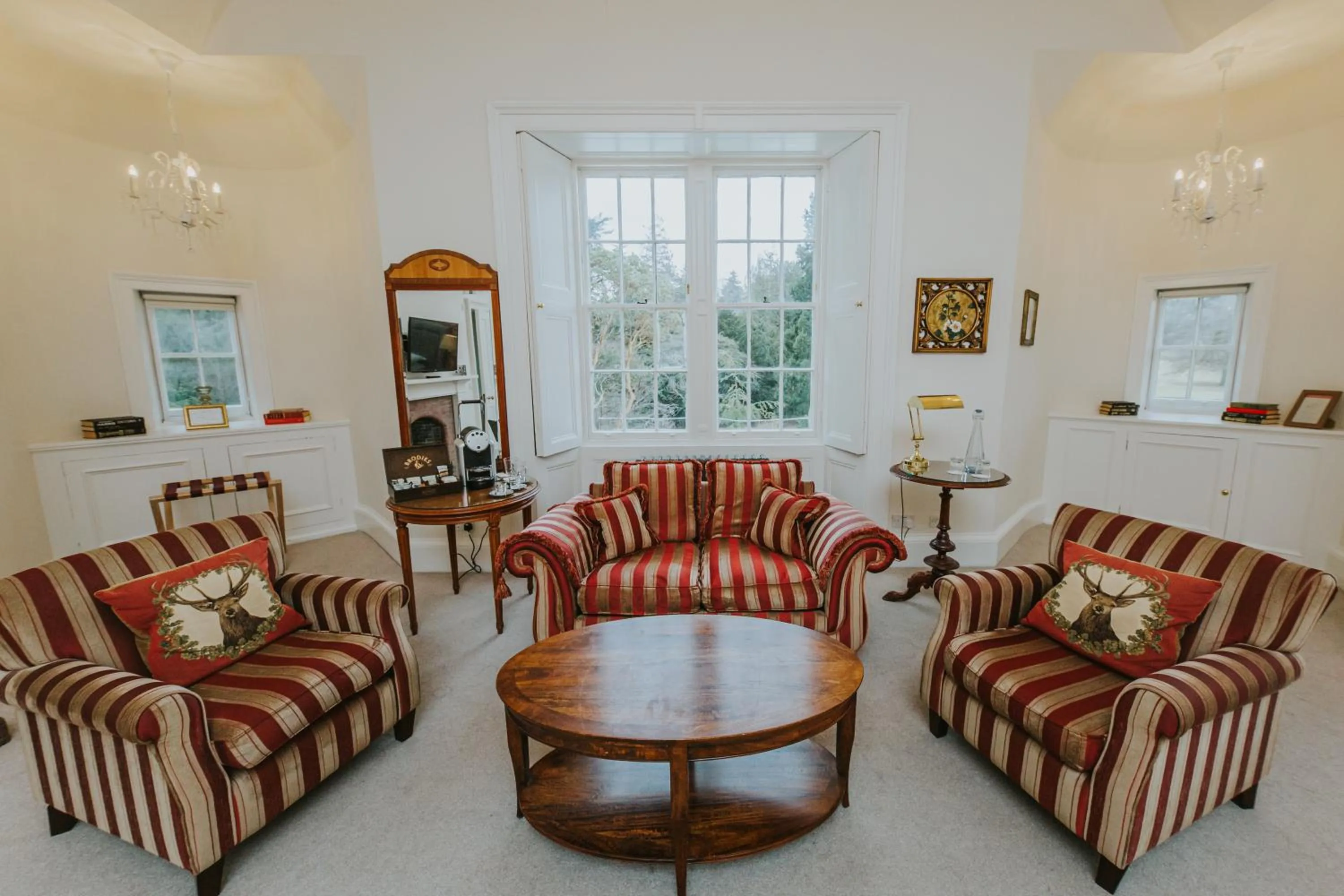 Seating area in Carberry Tower Mansion House and Estate