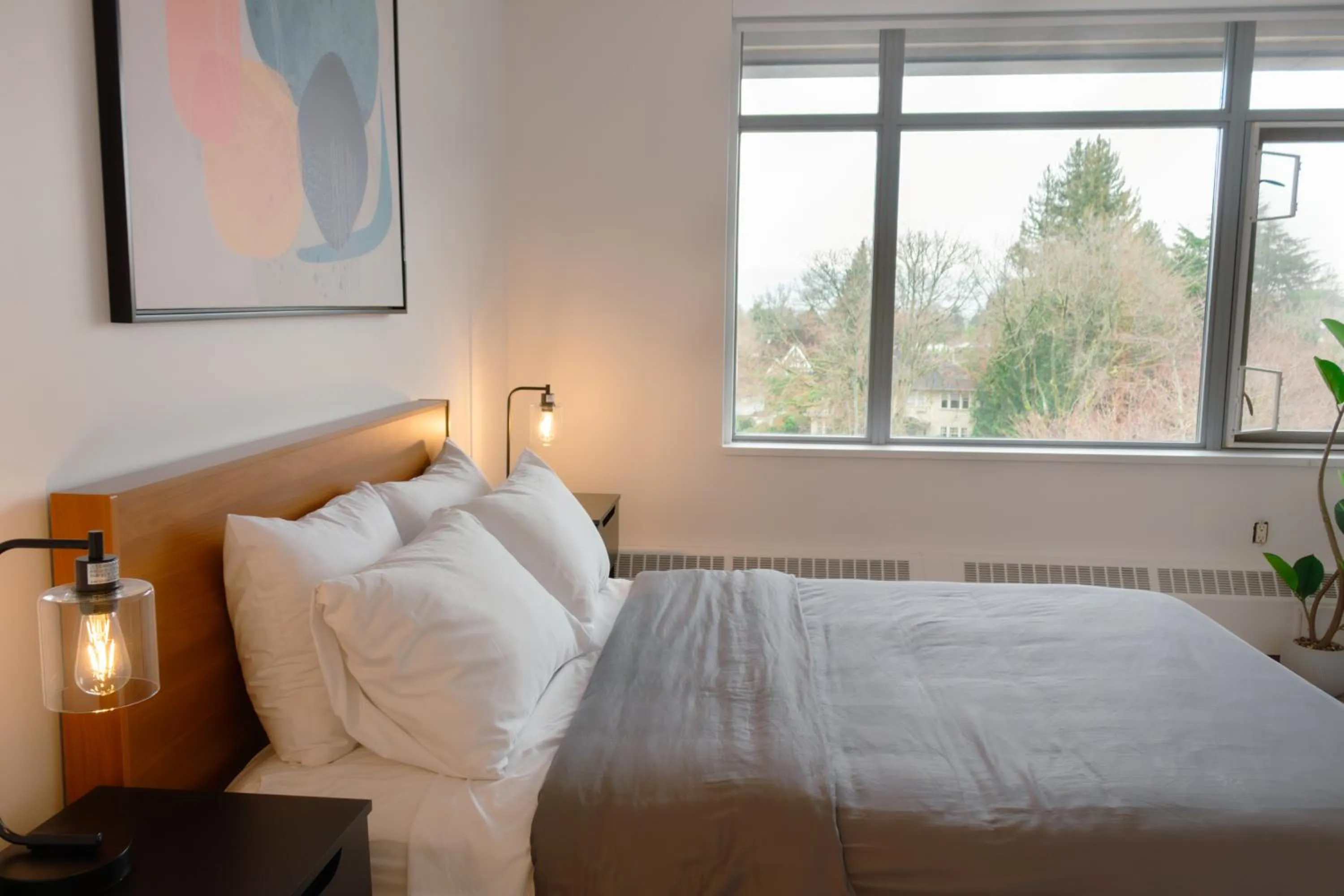 Bedroom, Bed in Carey Centre on UBC campus