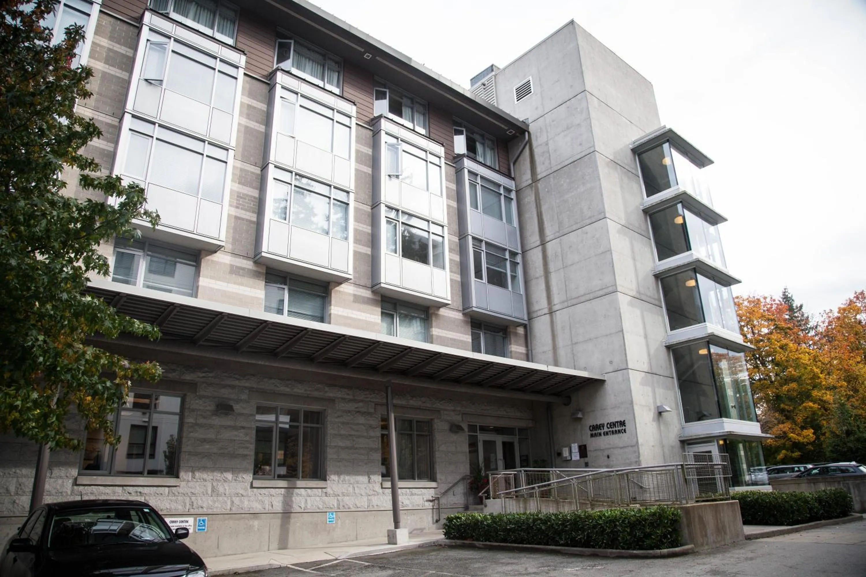 Property logo or sign in Carey Centre on UBC campus