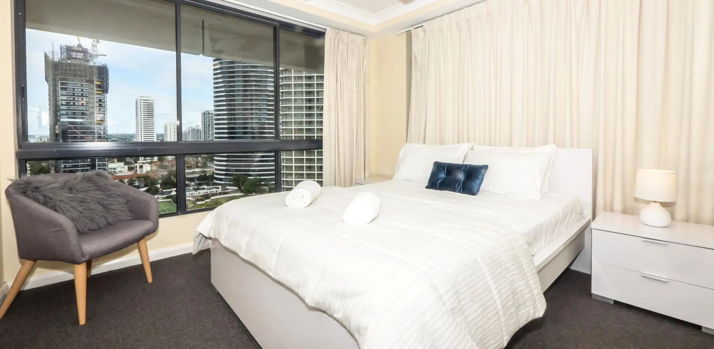 Bedroom, Bed in Victoria Square Apartments