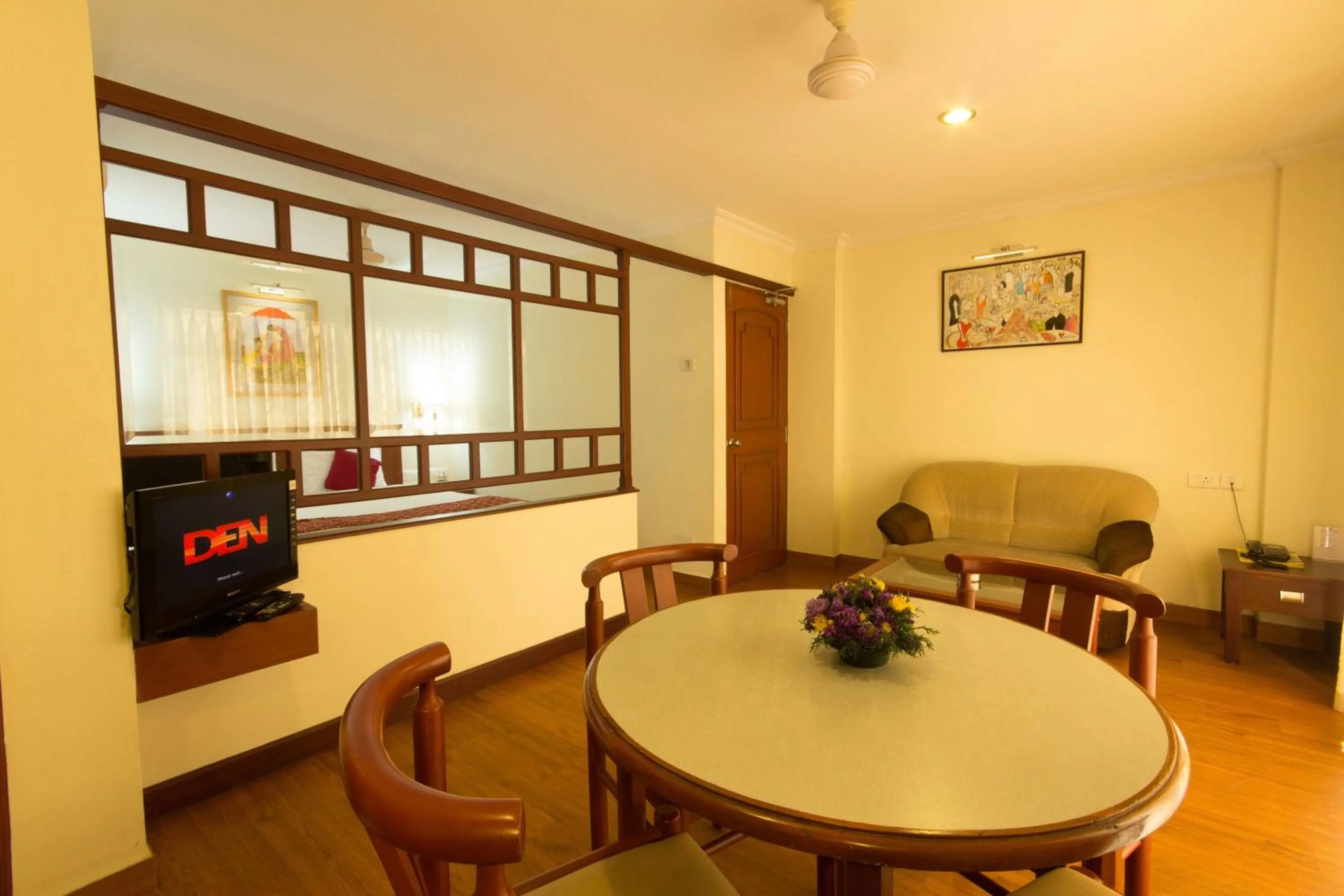 Seating area in Hotel Aiswarya