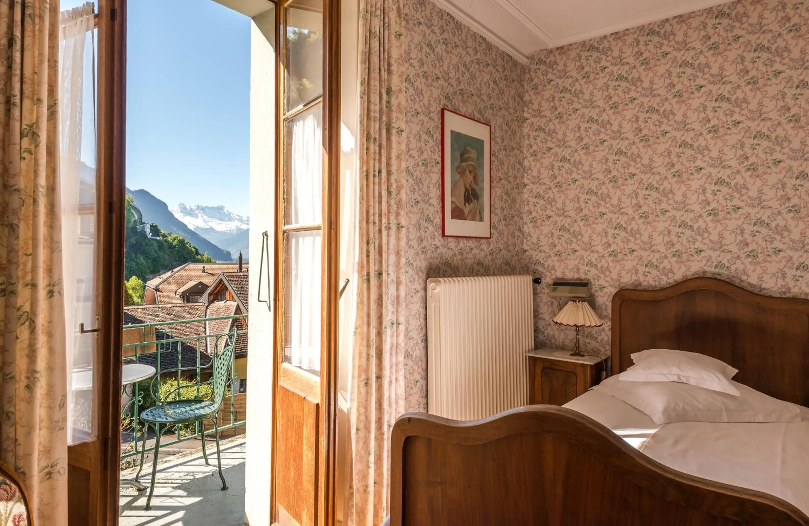 Bed in Swiss Historic Hotel Masson