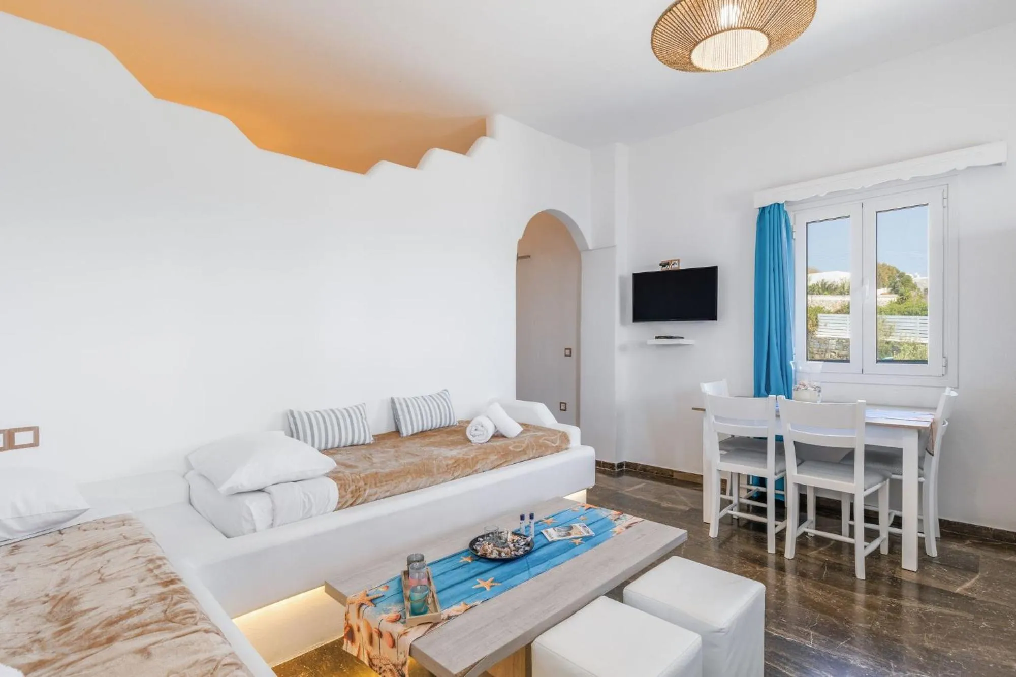 Bed in Mykonian Breeze