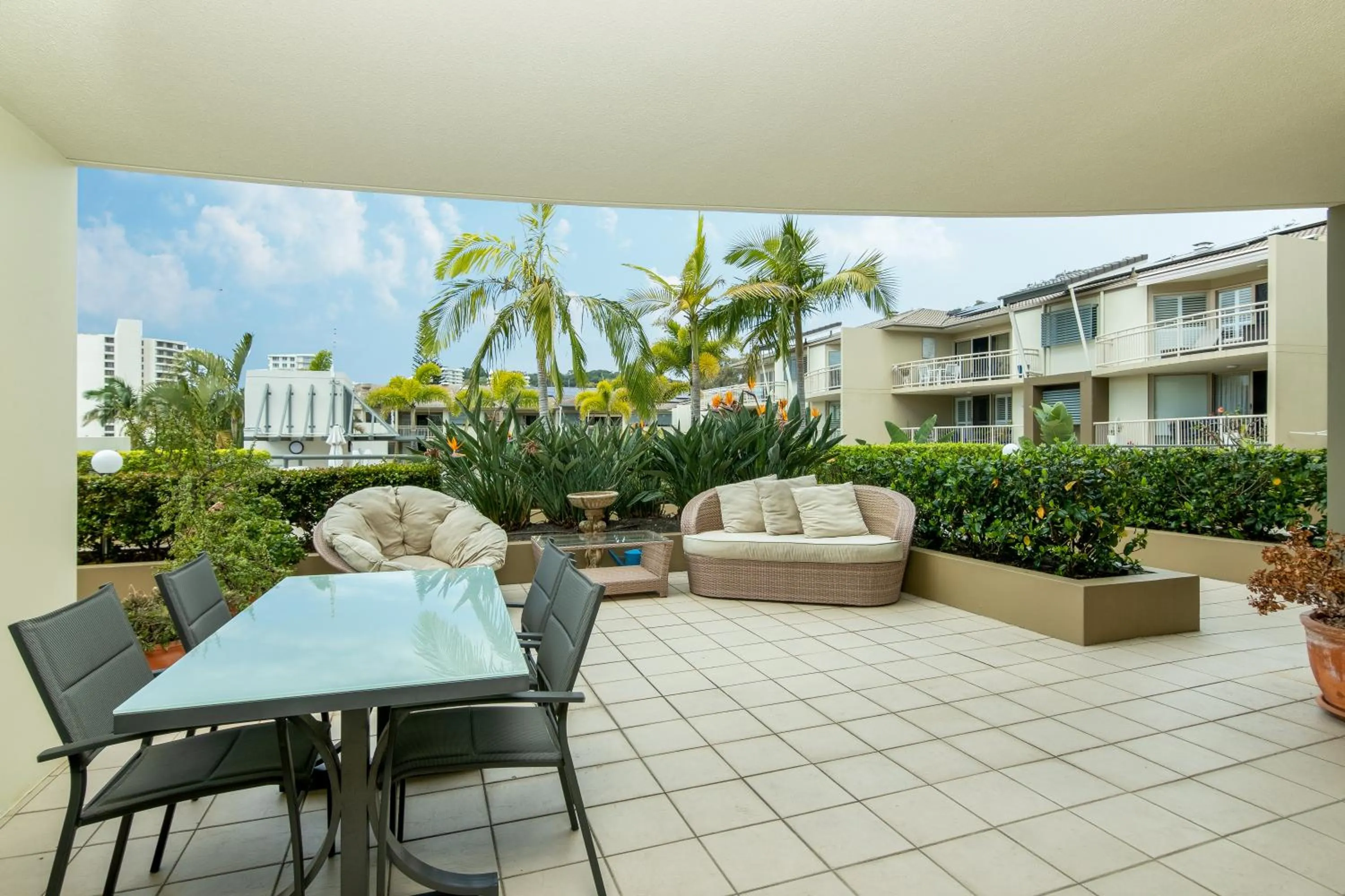 Patio in The Village Holiday Apartments at Burleigh Heads