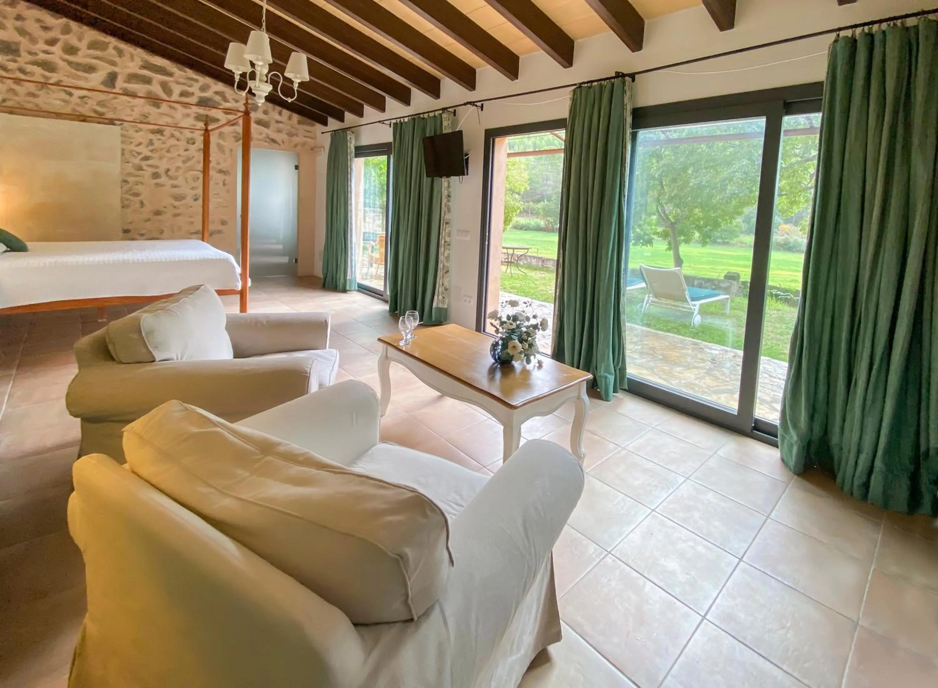 Living room, Bed in Finca Son Pont