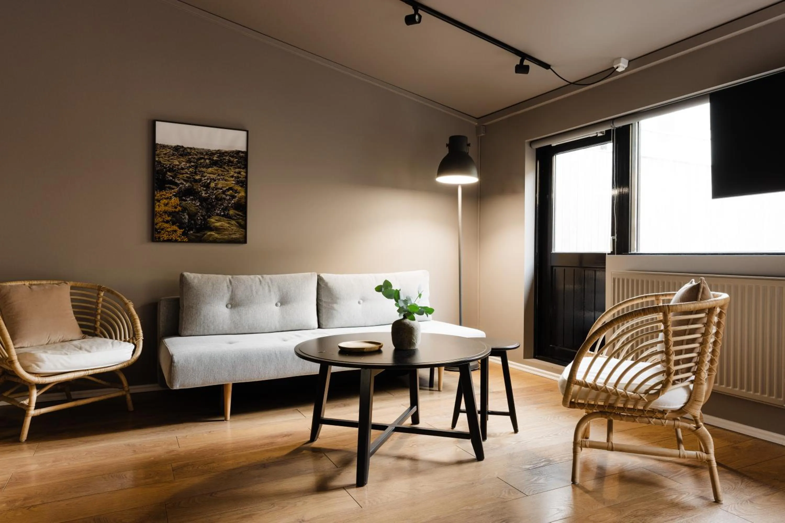 Seating area in Rey Apartments