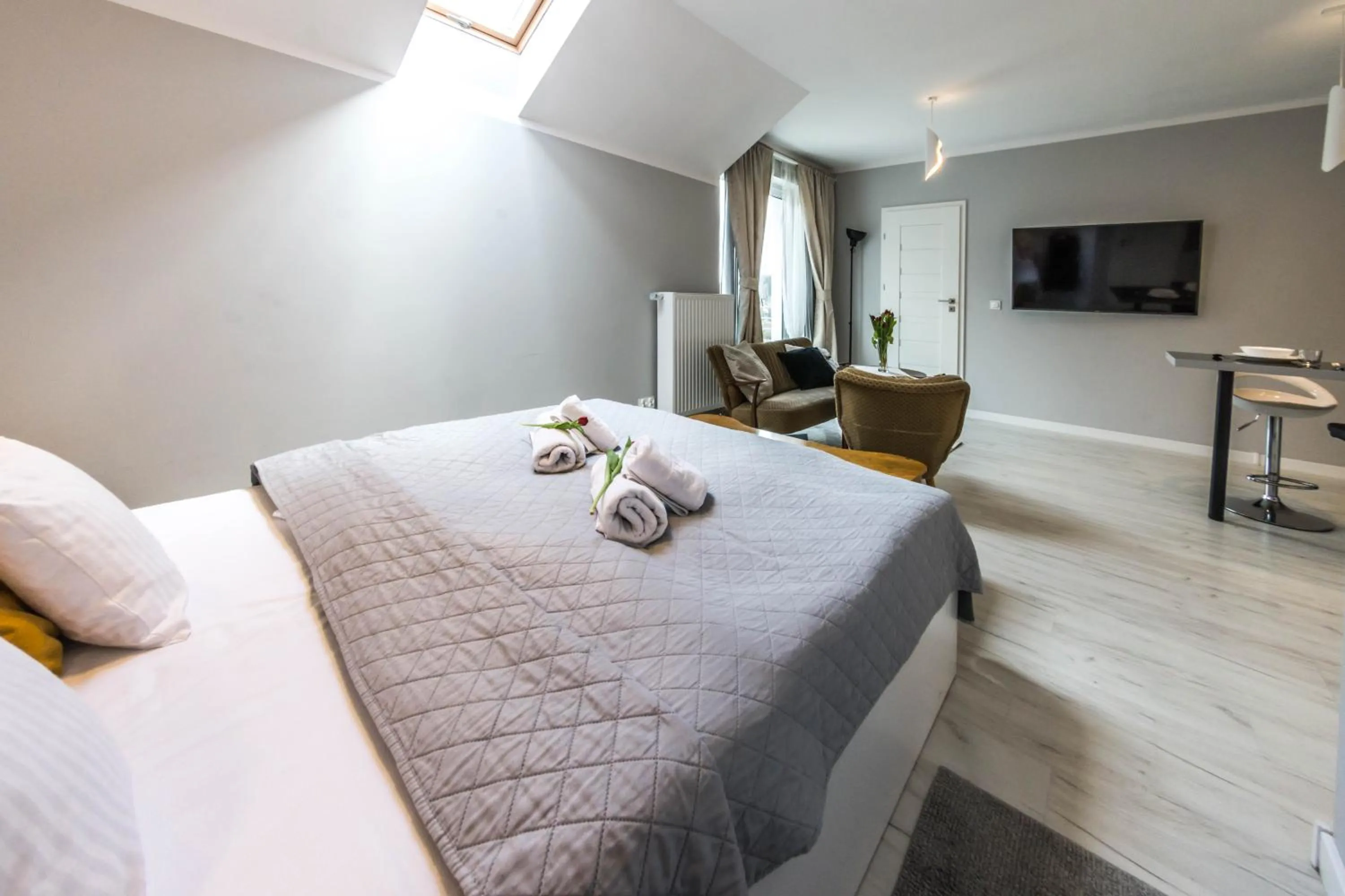 Living room, Bed in Apartamenty Izerskie - ul. Cicha 13H-I