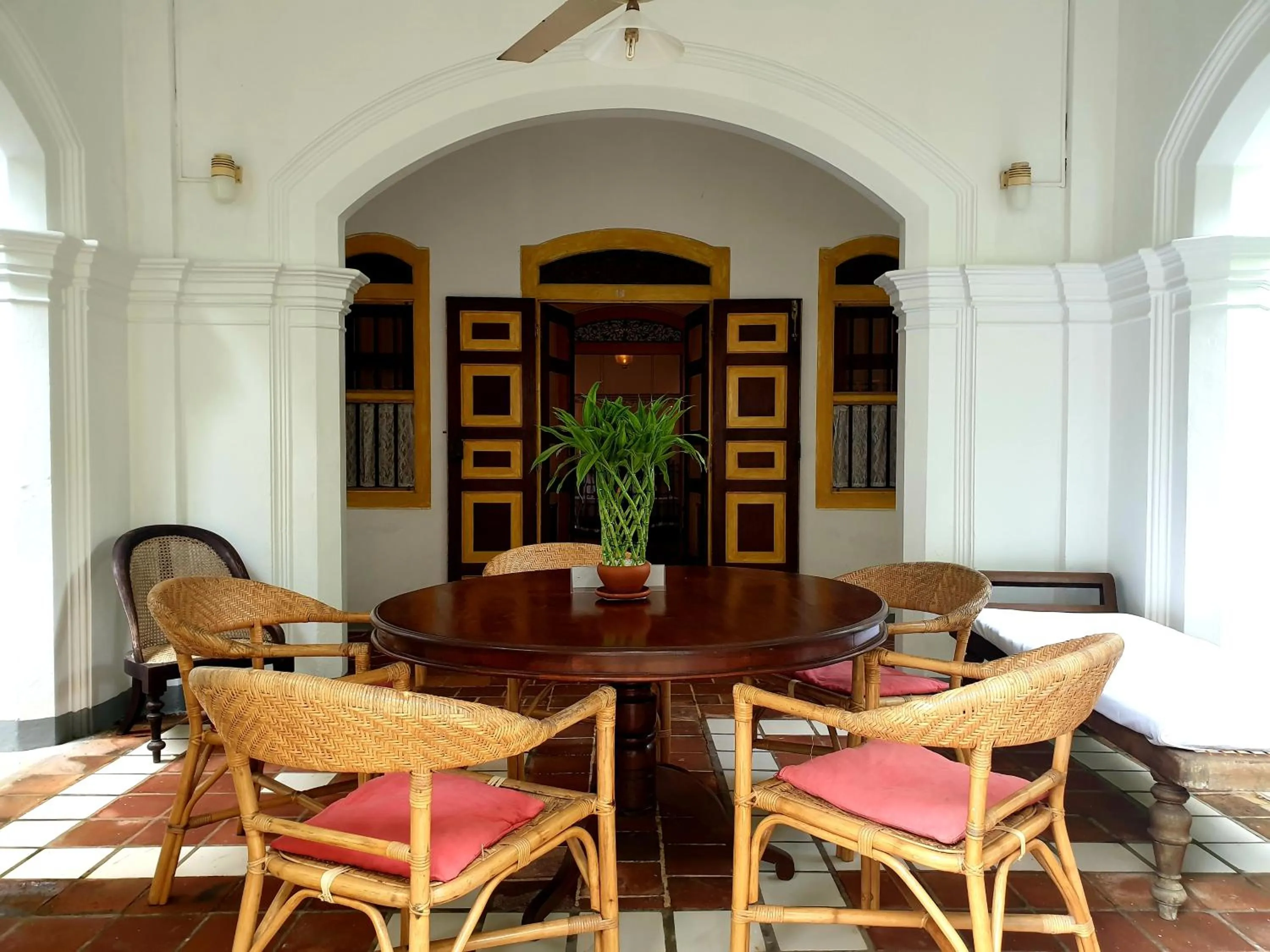 Seating area in Nooit Gedacht Heritage Hotel (Original Dutch Governors House)