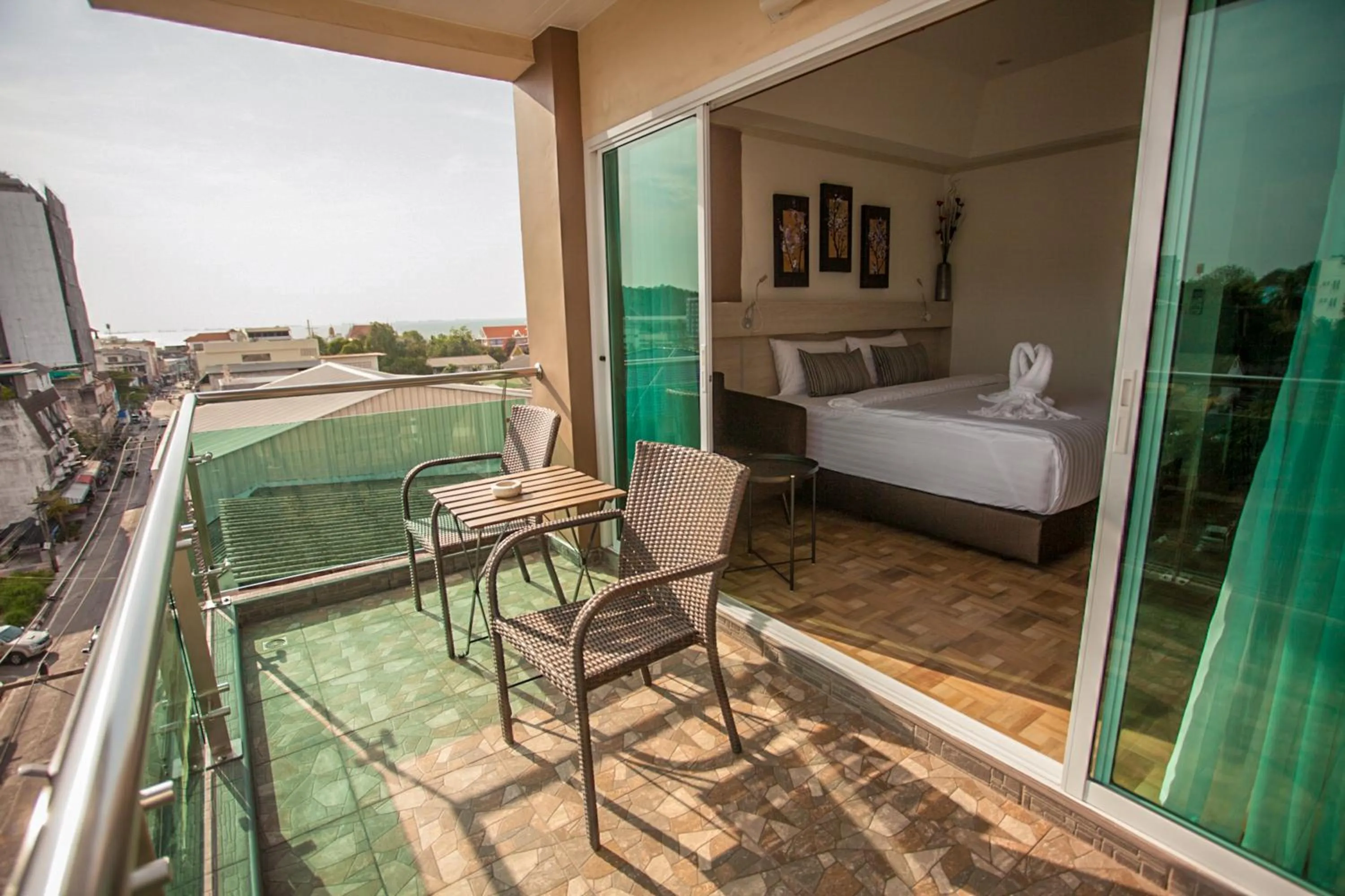 Balcony/Terrace, Bed in City View Residence