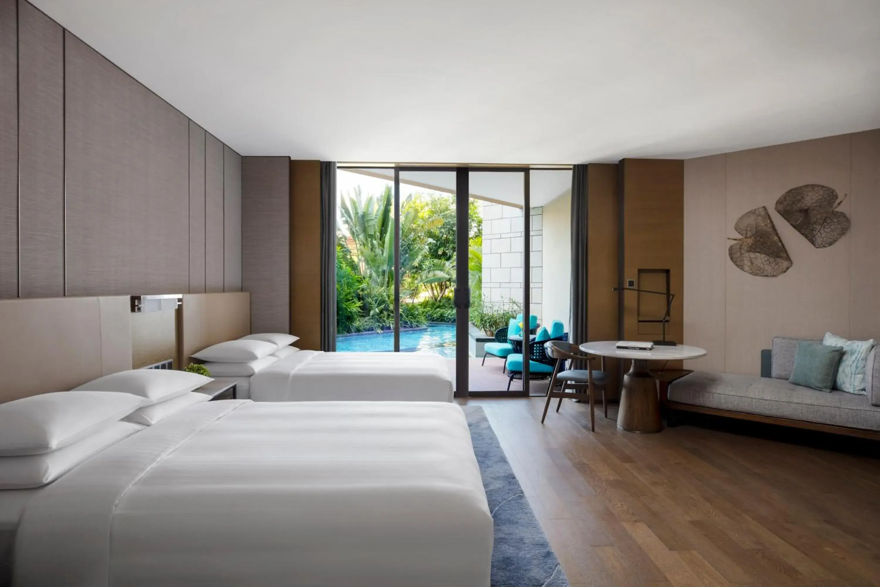 Double Room with Two Double Beds with Balcony and Lagoon View - Pool Access in Xiamen Marriott Hotel & Conference Centre Double Room with Two Double Beds with Balcony and Lagoon View - Pool Access in Xiamen Marriott Hotel & Conference Centre
