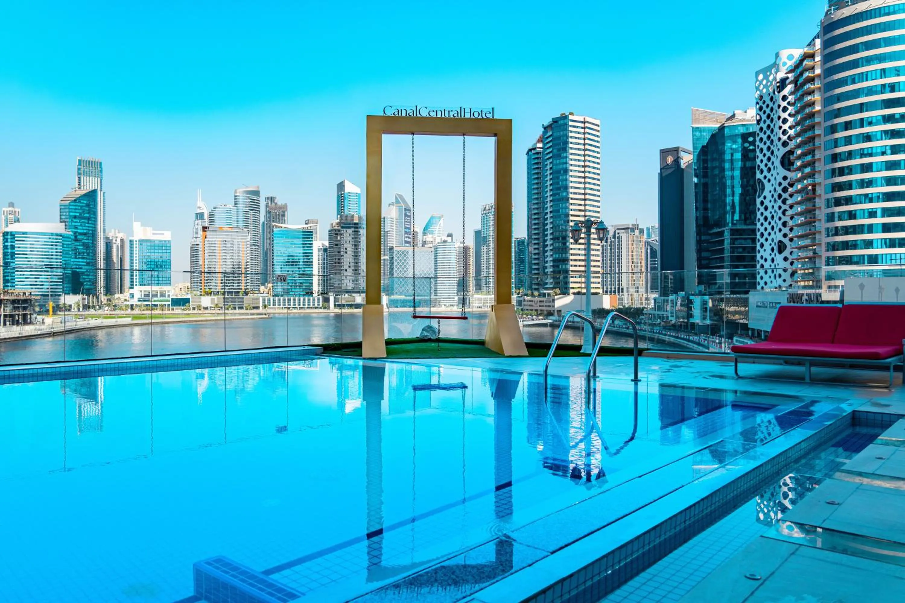 Pool view in Canal Central Hotel Business Bay