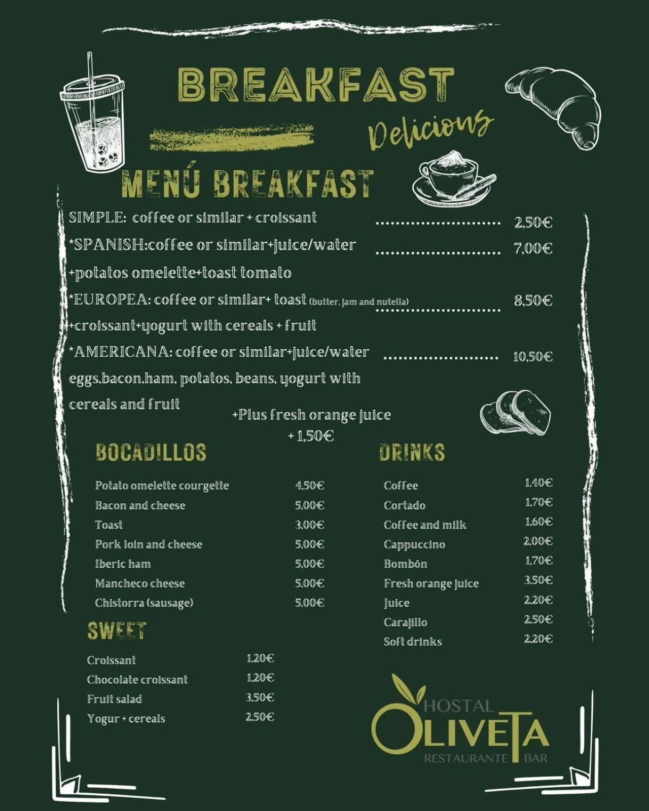 Breakfast in Hostal Oliveta