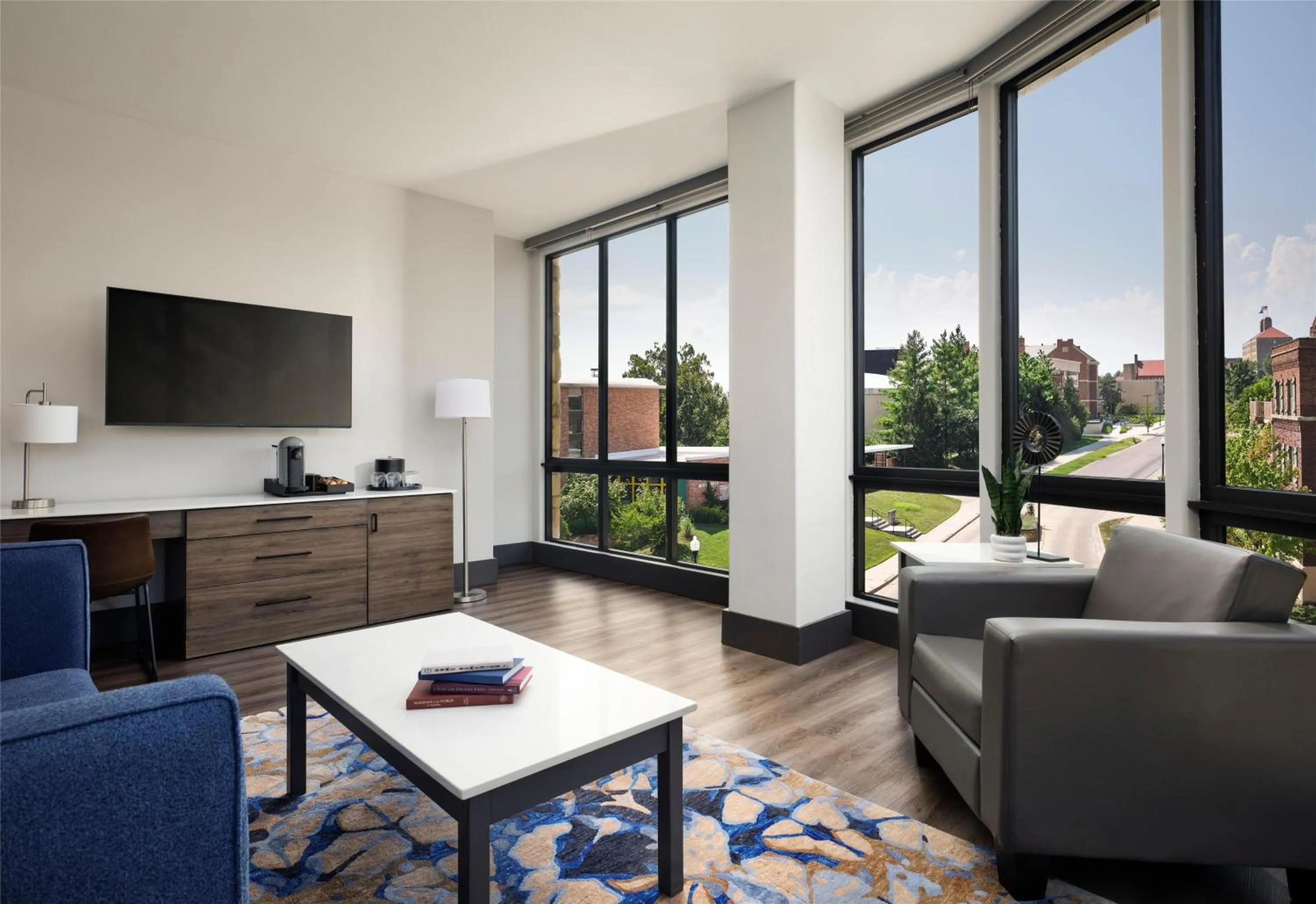 Living room in The Oread Lawrence, Tapestry Collection by Hilton