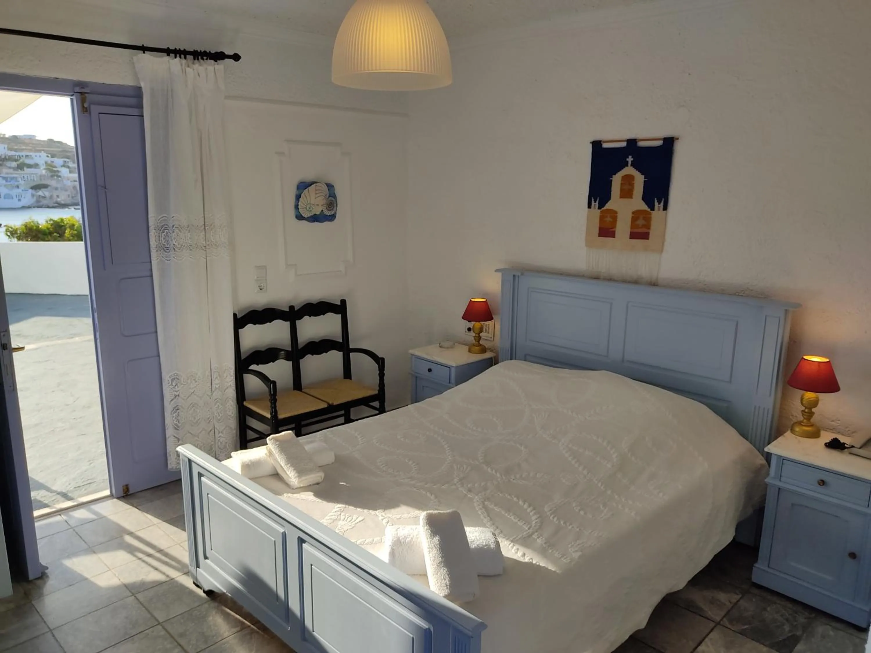 Bed in Porto Sikinos Hotel