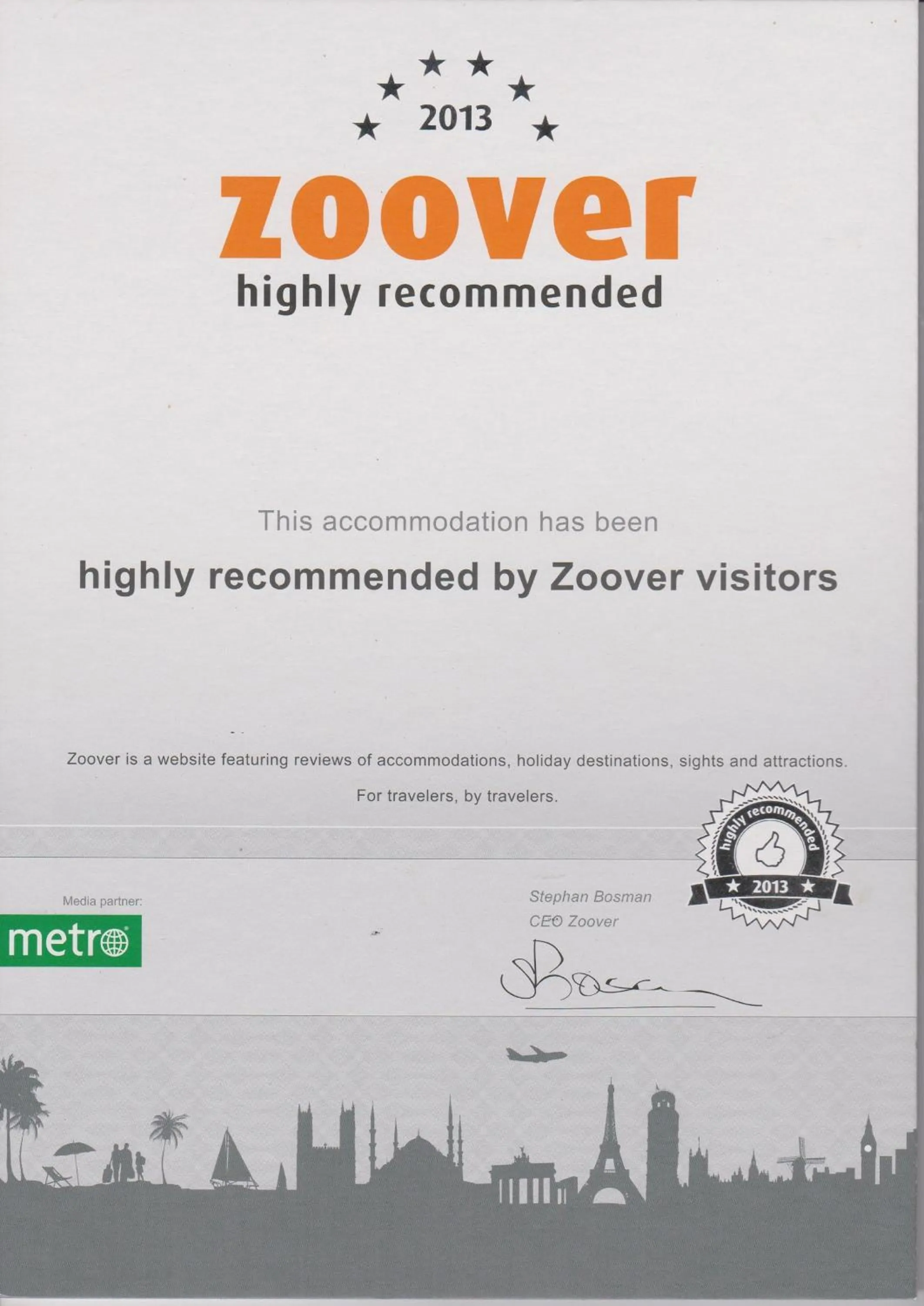 Certificate/Award in Club Alla Turca