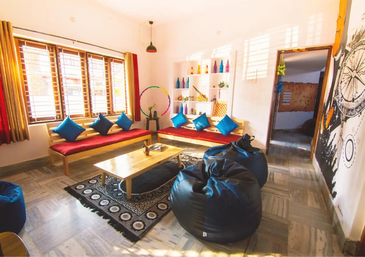 Seating area in Zostel Mysore