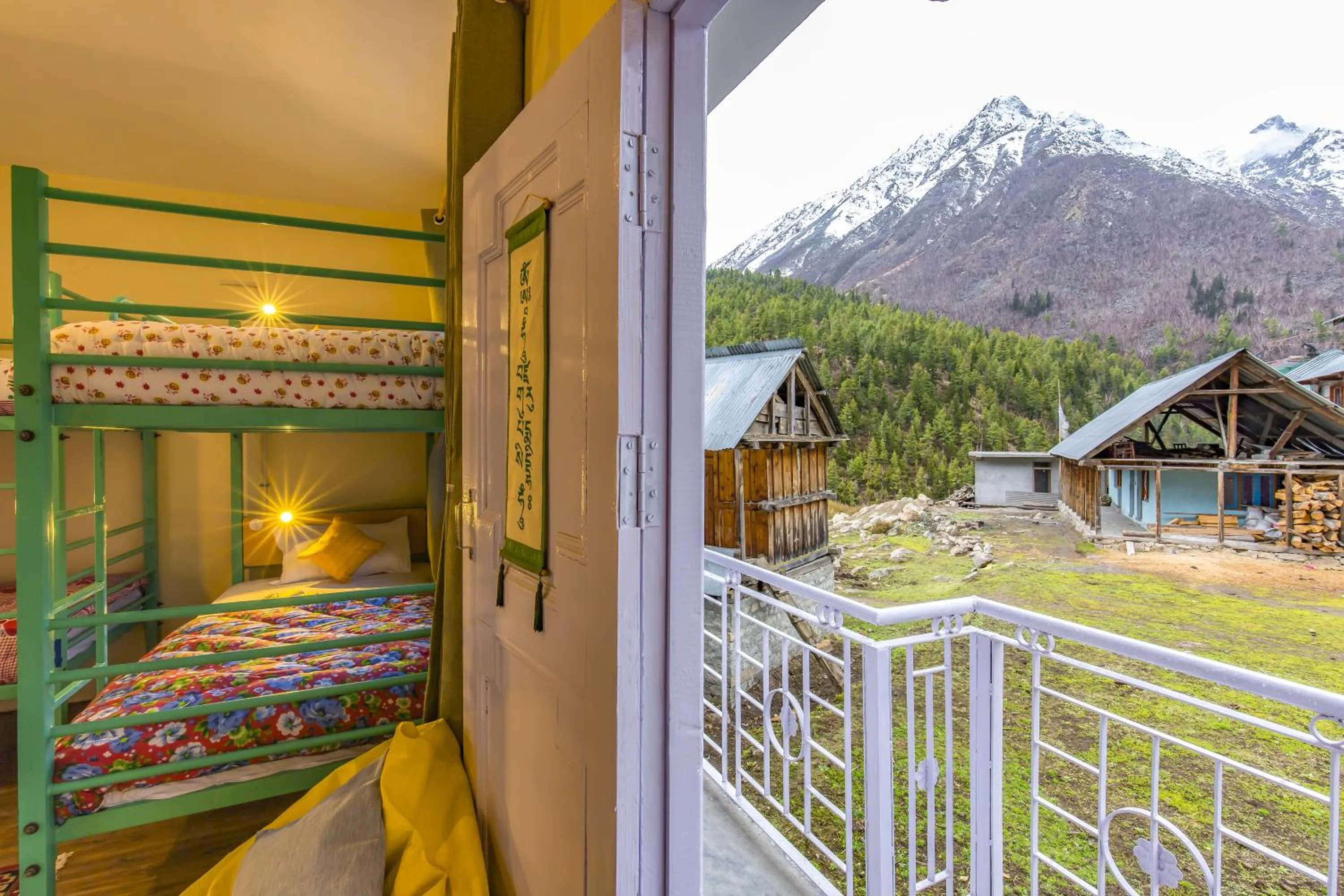Natural landscape, Bed in Zostel Chitkul