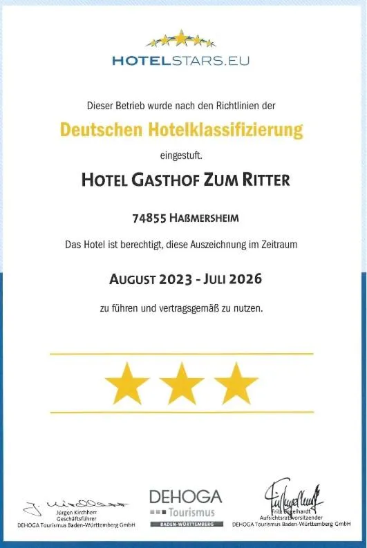 Certificate/Award in Hotel-Gasthof zum Ritter